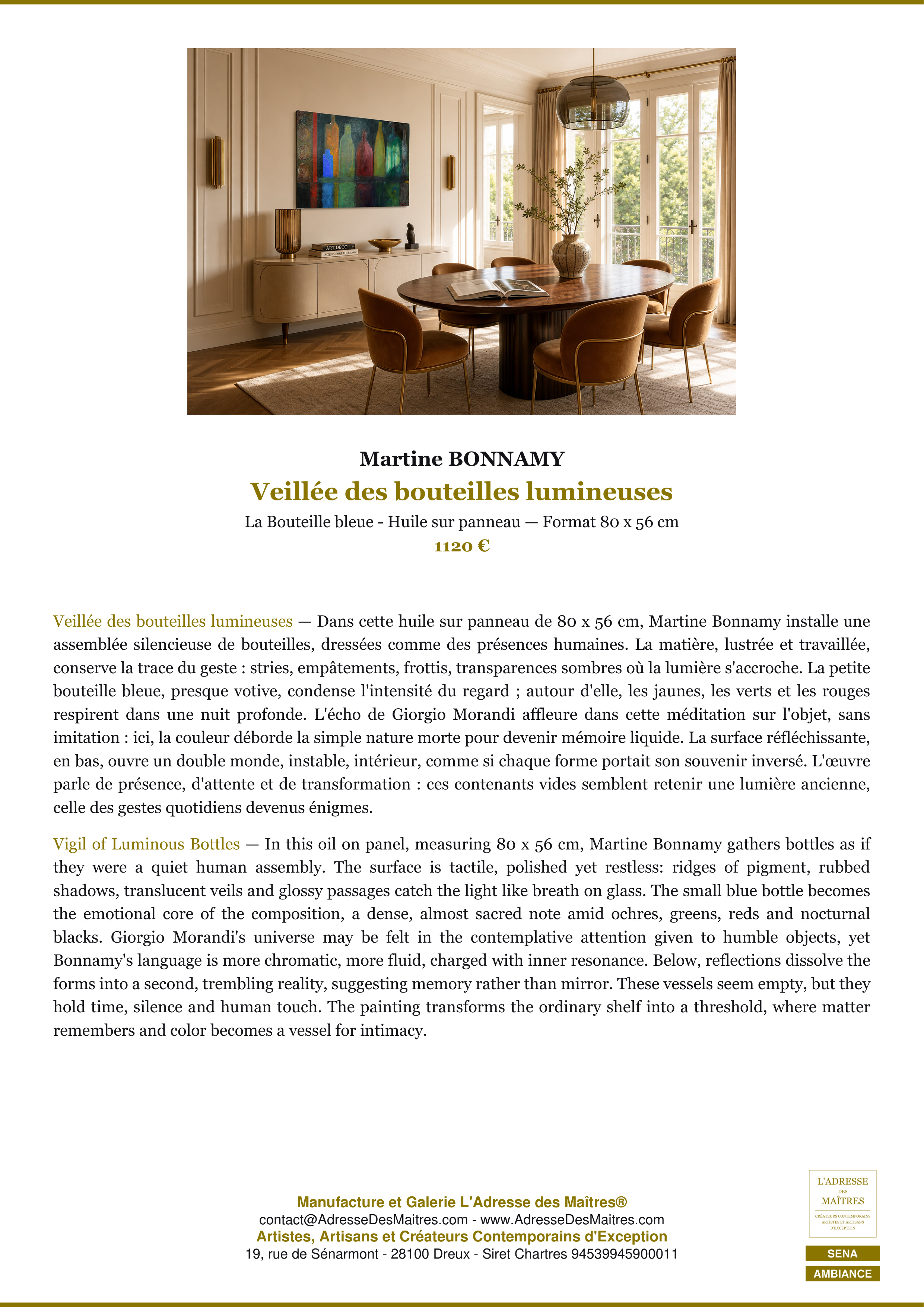 Fiche Premium Ambiance — Veillée des bouteilles lumineuses — Martine BONNAMY — L'Adresse des Maîtres®