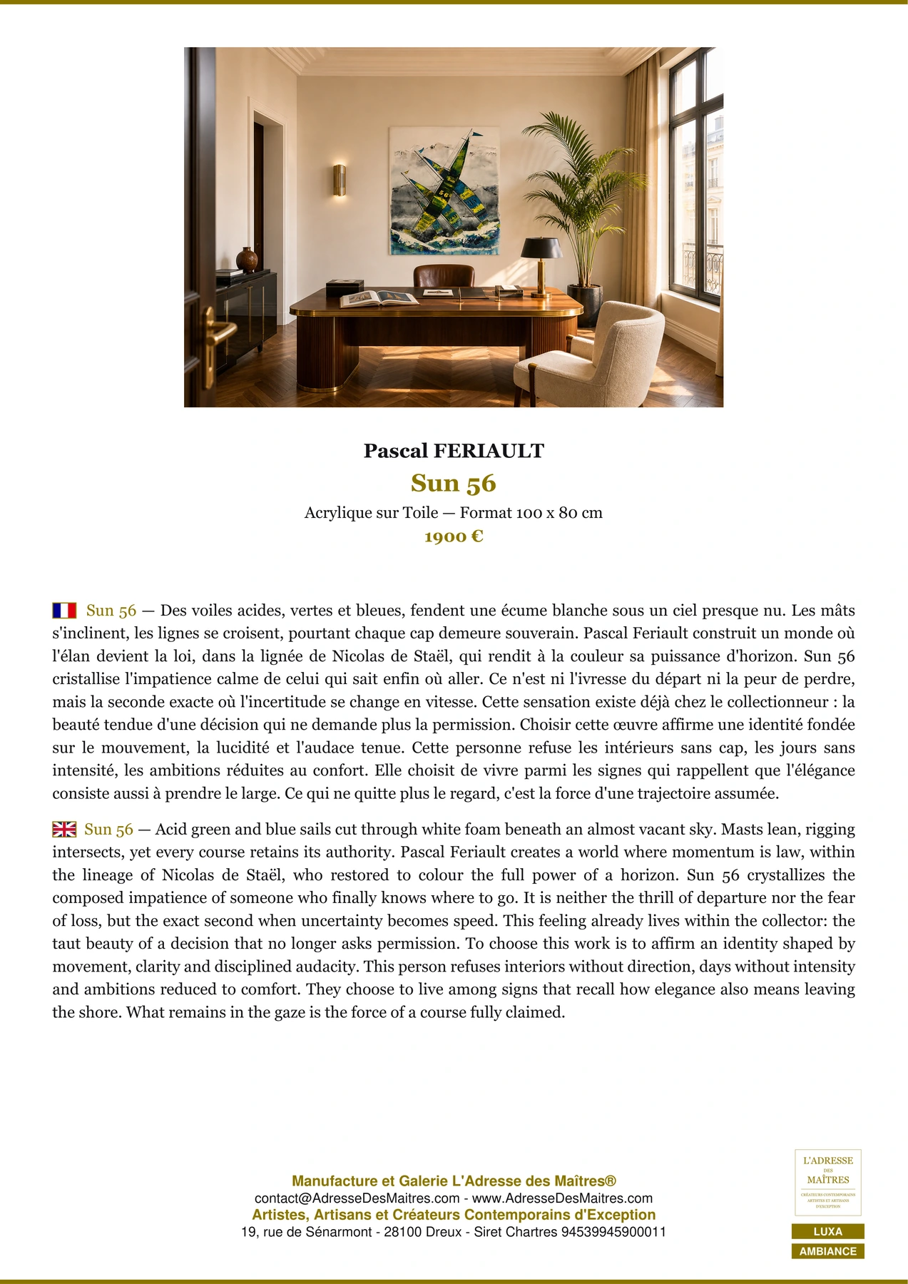 Fiche Premium Ambiance - Sun 56 - Pascal FERIAULT - L'Adresse des Maîtres®