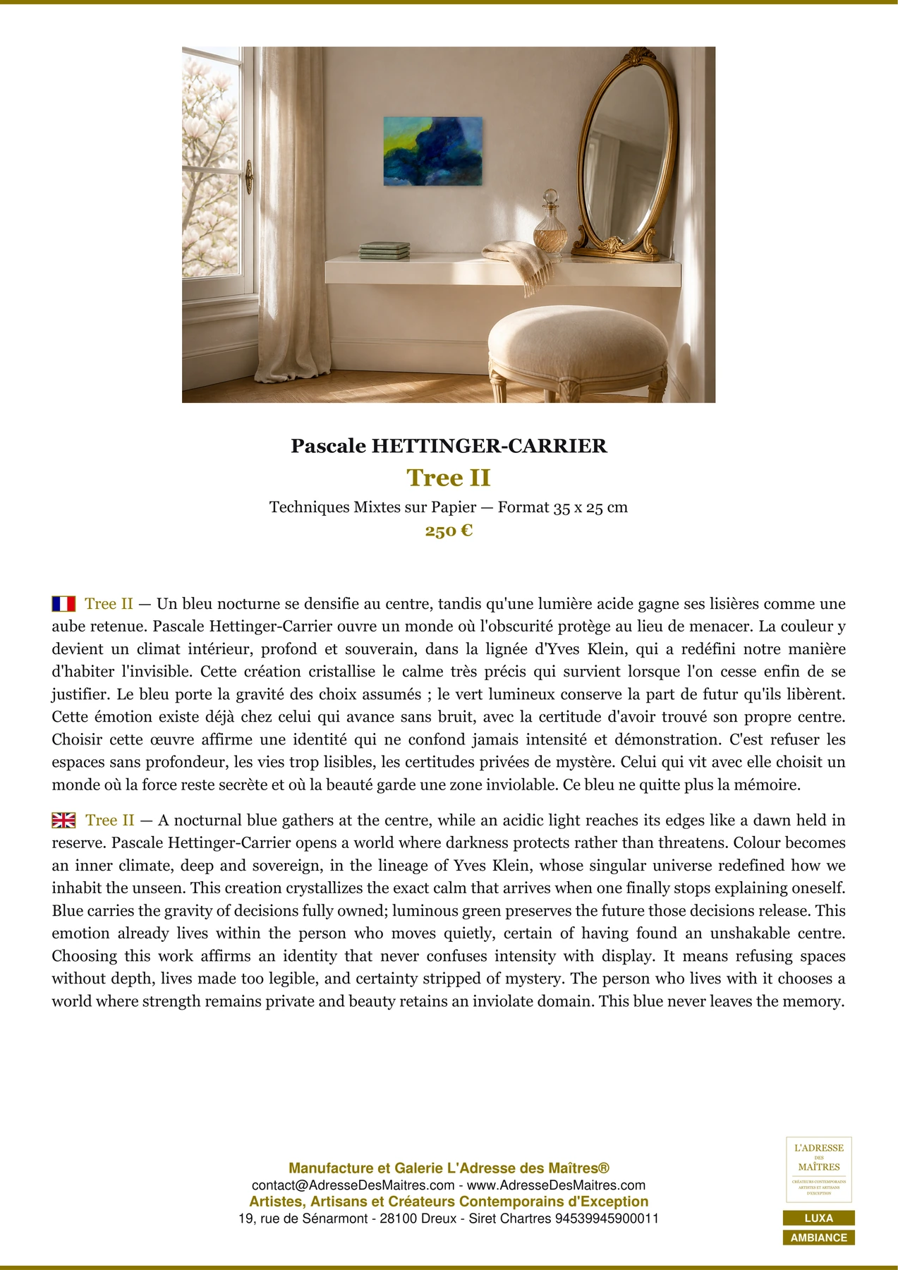 Fiche Premium Ambiance - Tree II - Pascale HETTINGER-CARRIER - L'Adresse des Maîtres®