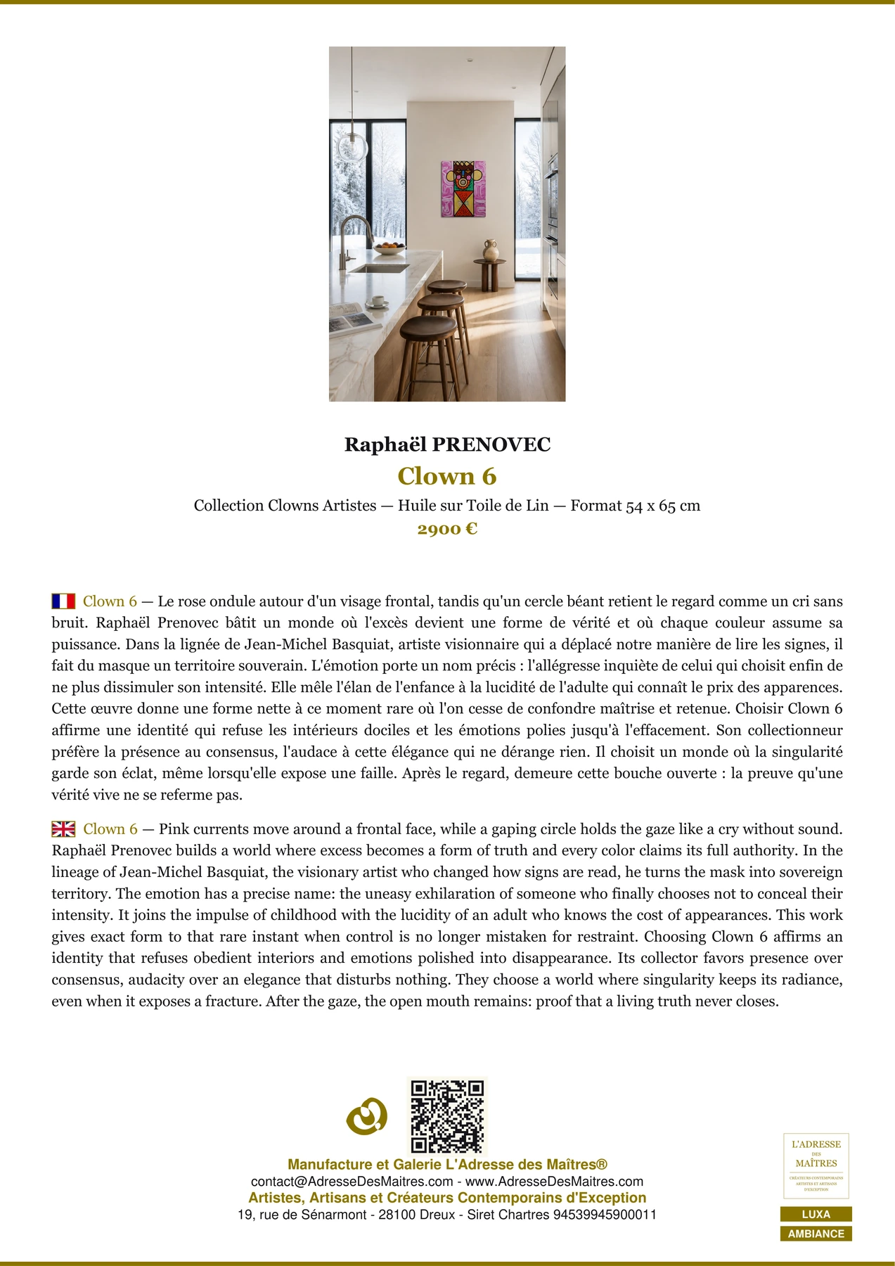 Fiche Premium Ambiance - Clown 6 - Raphaël PRENOVEC - L'Adresse des Maîtres®