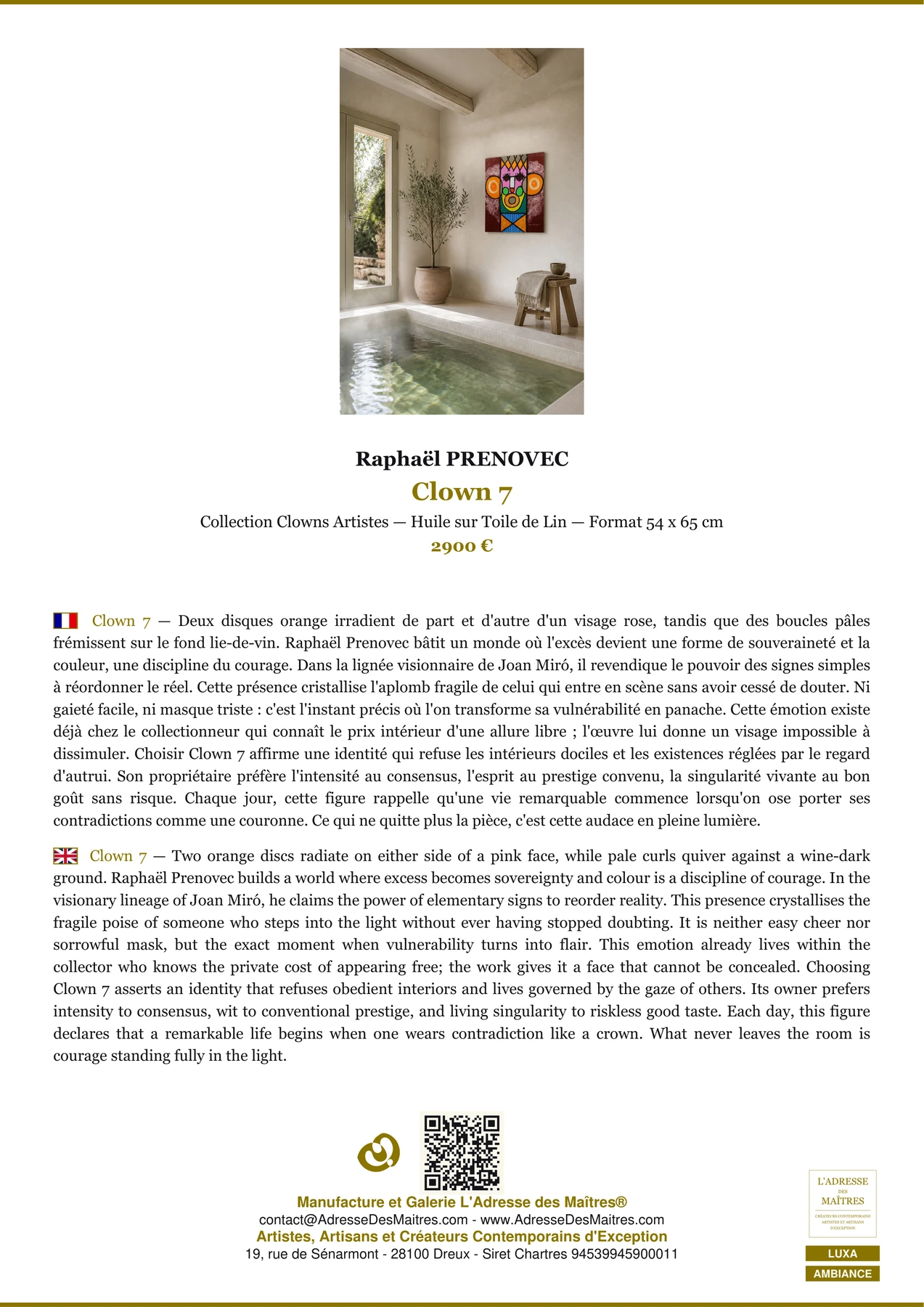 Fiche Premium Ambiance - Clown 7 - Raphaël PRENOVEC - L'Adresse des Maîtres®