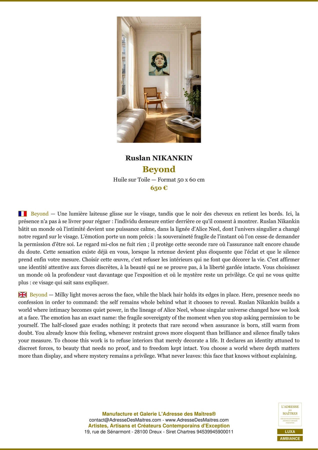 Fiche Premium Ambiance - Beyond - Ruslan NIKANKIN - L'Adresse des Maîtres®