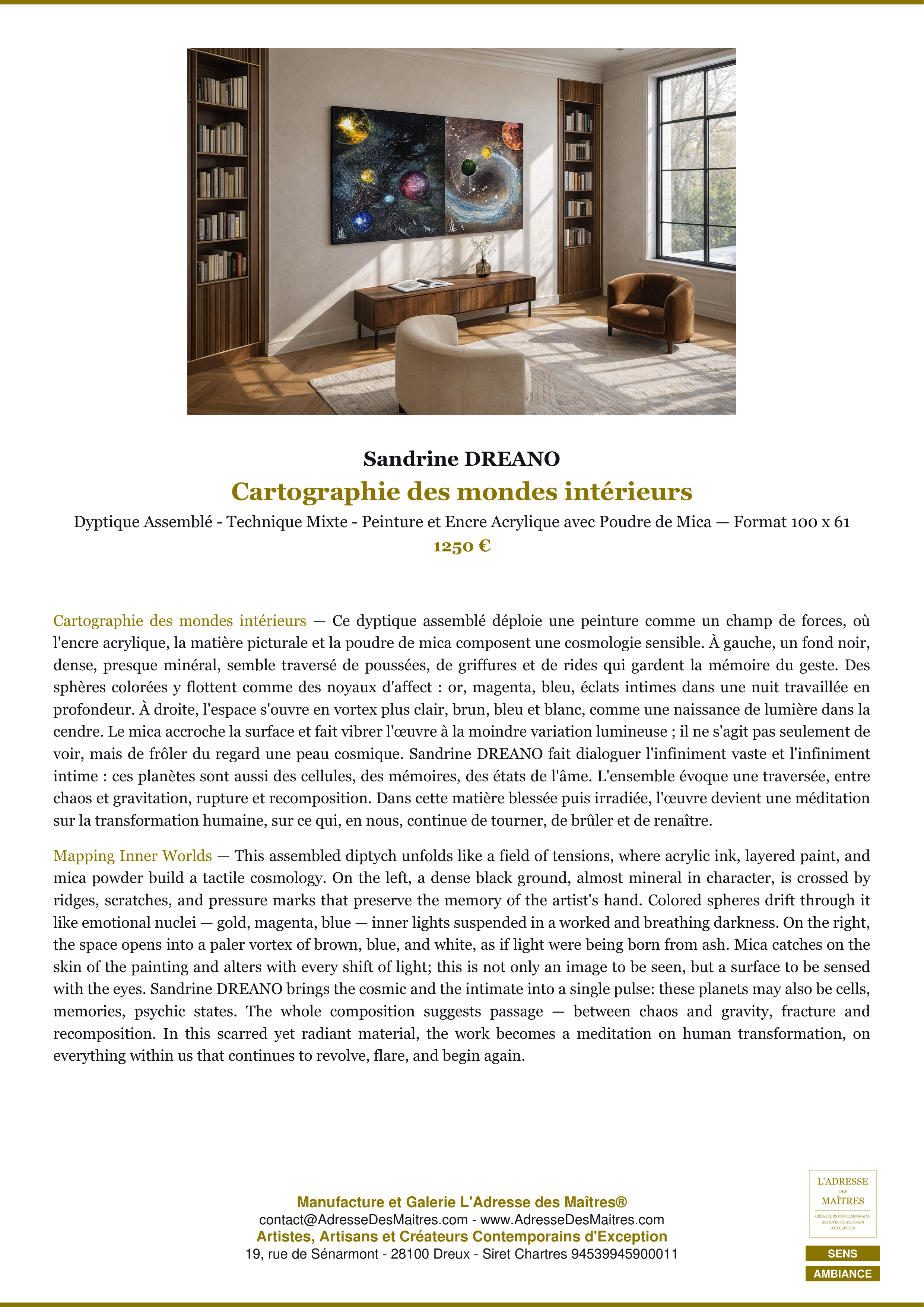 Fiche Premium Ambiance — Cartographie des mondes intérieurs — Sandrine DREANO — L'Adresse des Maîtres®