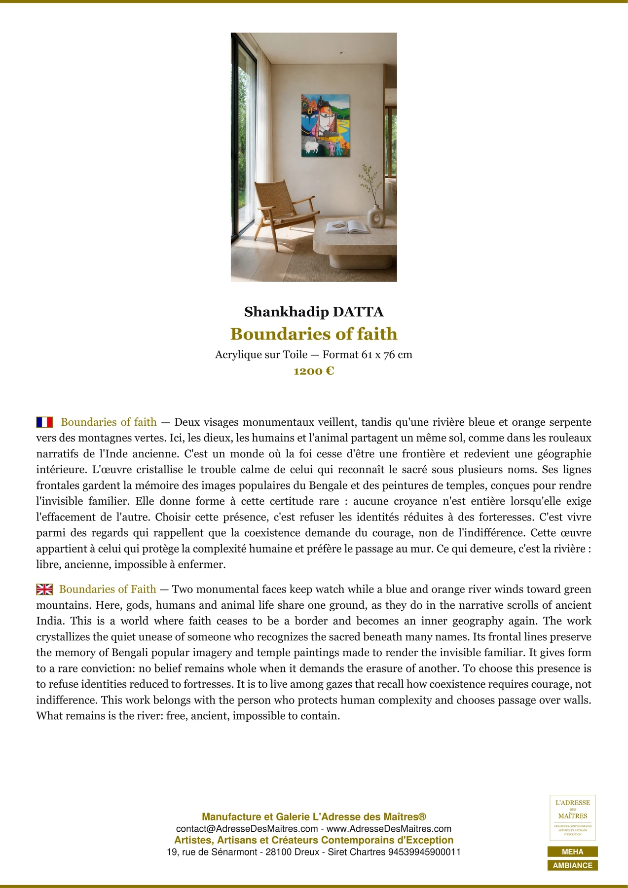 Fiche Premium Ambiance - Boundaries of faith - Shankhadip DATTA - L'Adresse des Maîtres®