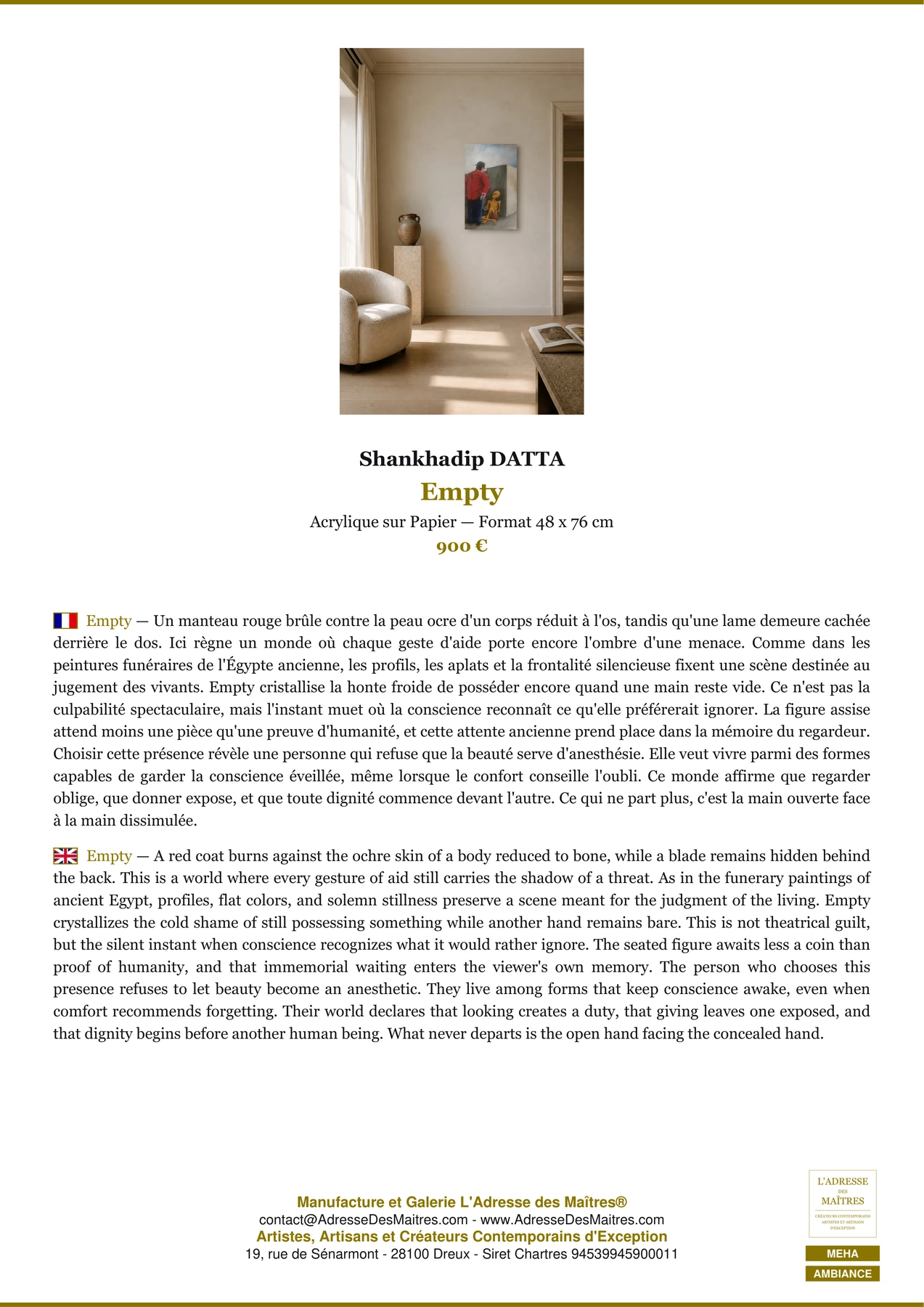 Fiche Premium Ambiance - Empty - Shankhadip DATTA - L'Adresse des Maîtres®