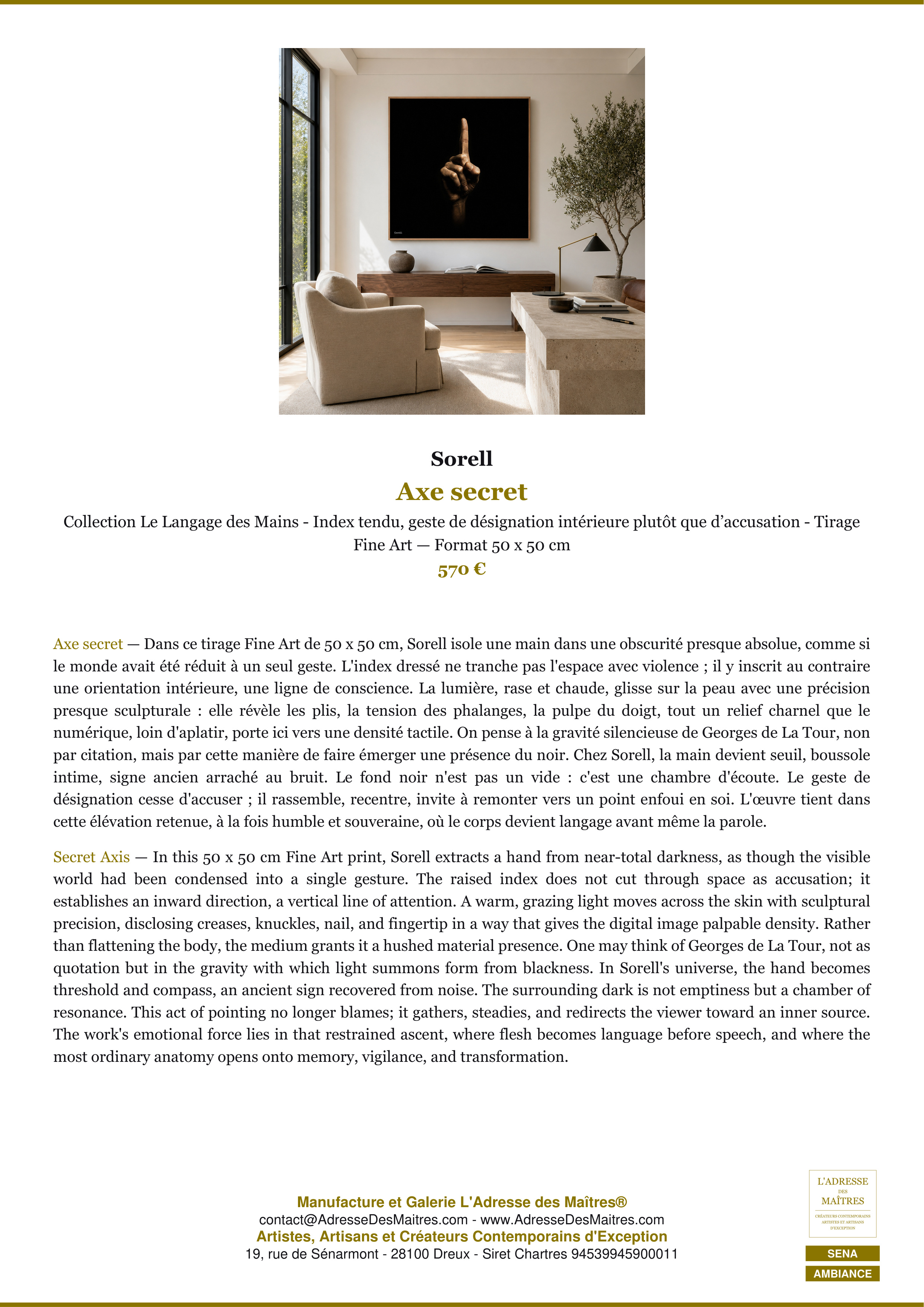Fiche Premium Ambiance — Axe secret — Sorell — L'Adresse des Maîtres®