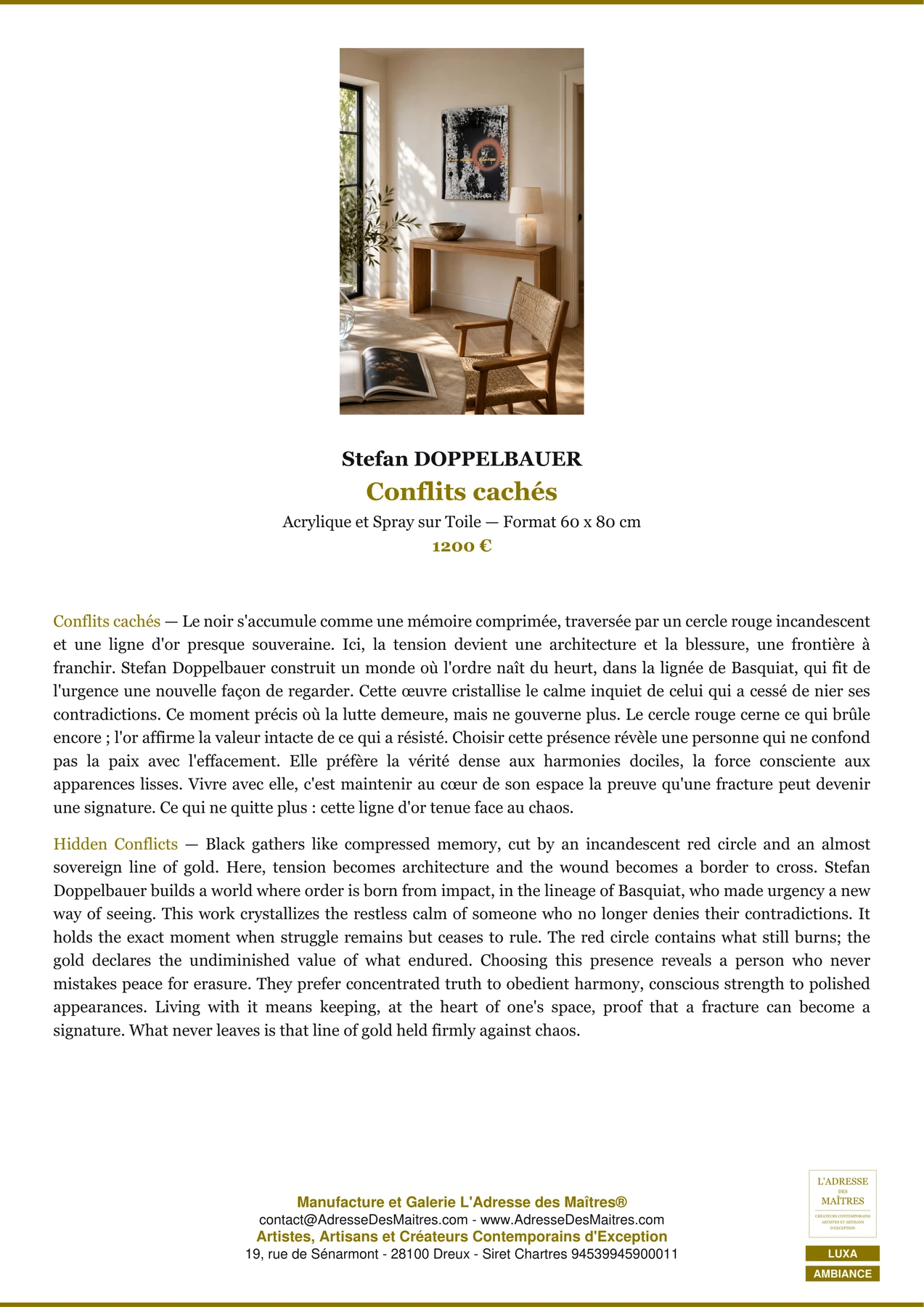 Fiche Premium Ambiance — Conflits cachés — Stefan DOPPELBAUER — L'Adresse des Maîtres®