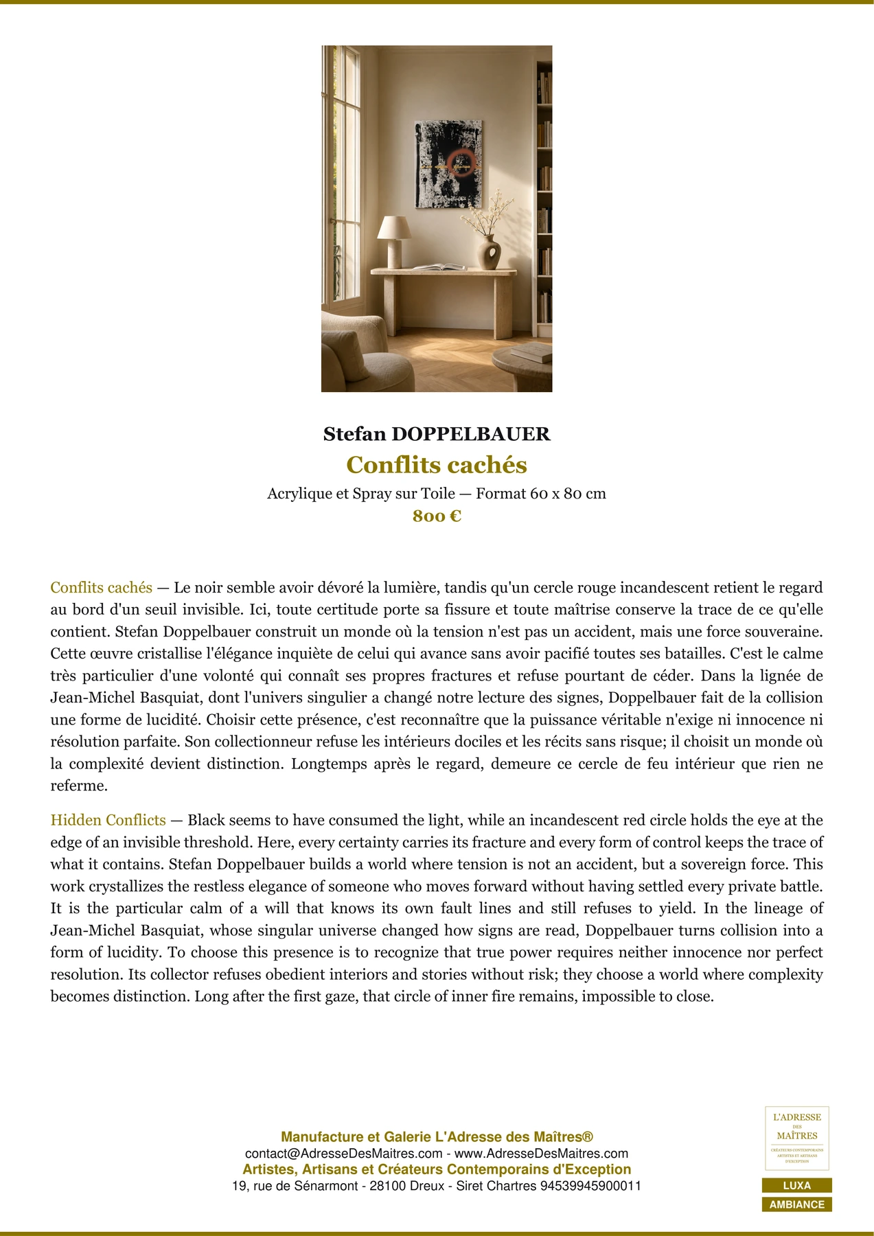 Fiche Premium Ambiance — Conflits cachés — Stefan DOPPELBAUER — L'Adresse des Maîtres®