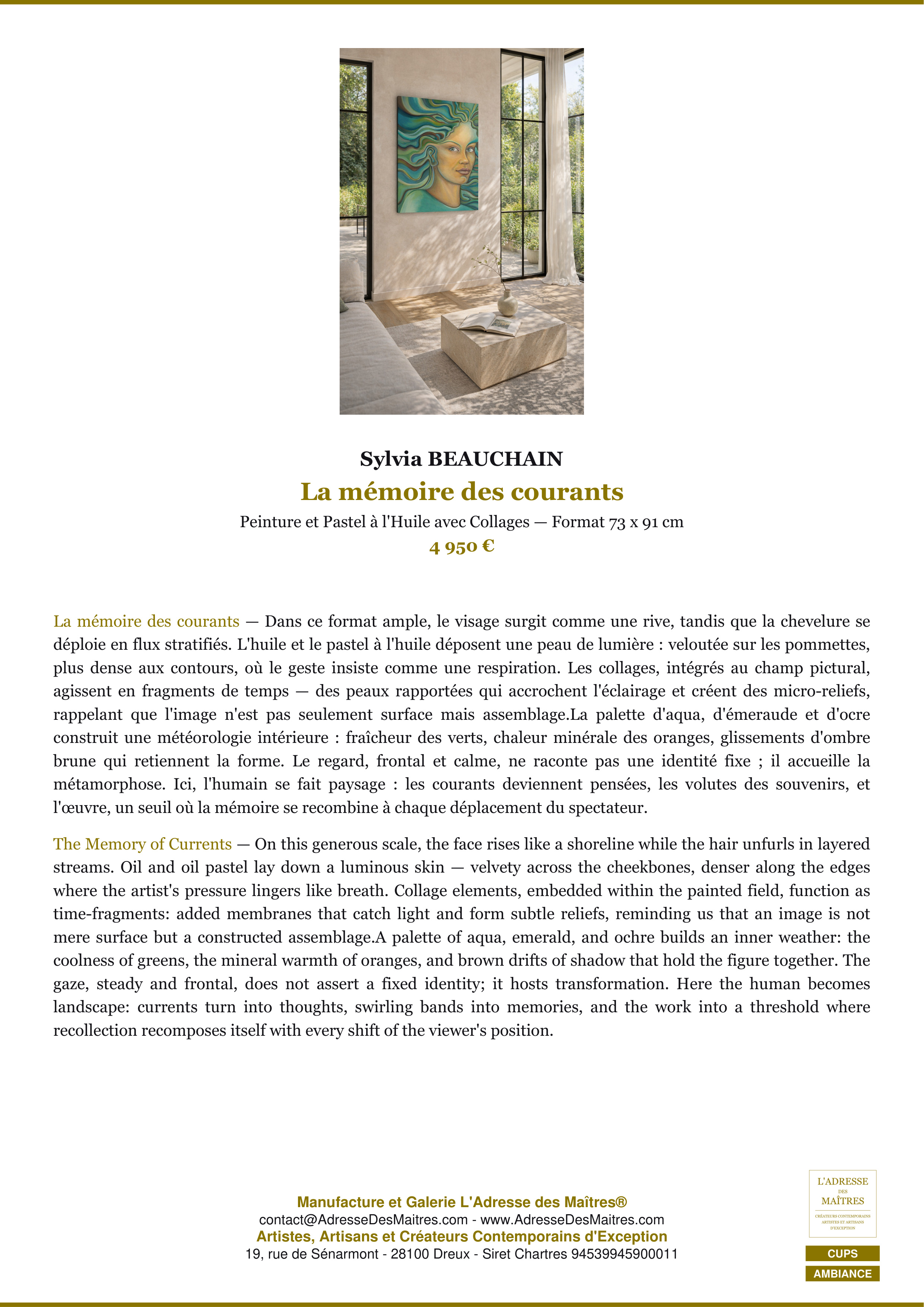Premium Ambiance Card — The Memory of Currents — Sylvia BEAUCHAIN — L'Adresse des Maîtres®
