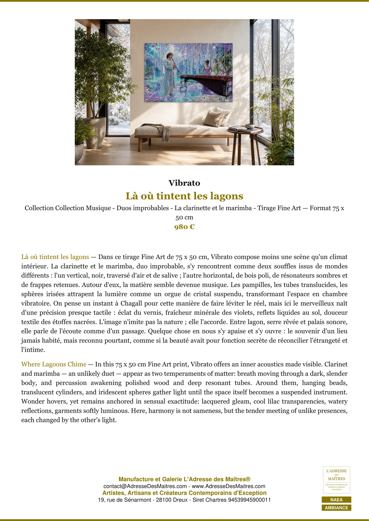 Fiche Premium Ambiance - Là où tintent les lagons - Vibrato - L'Adresse des Maîtres®
