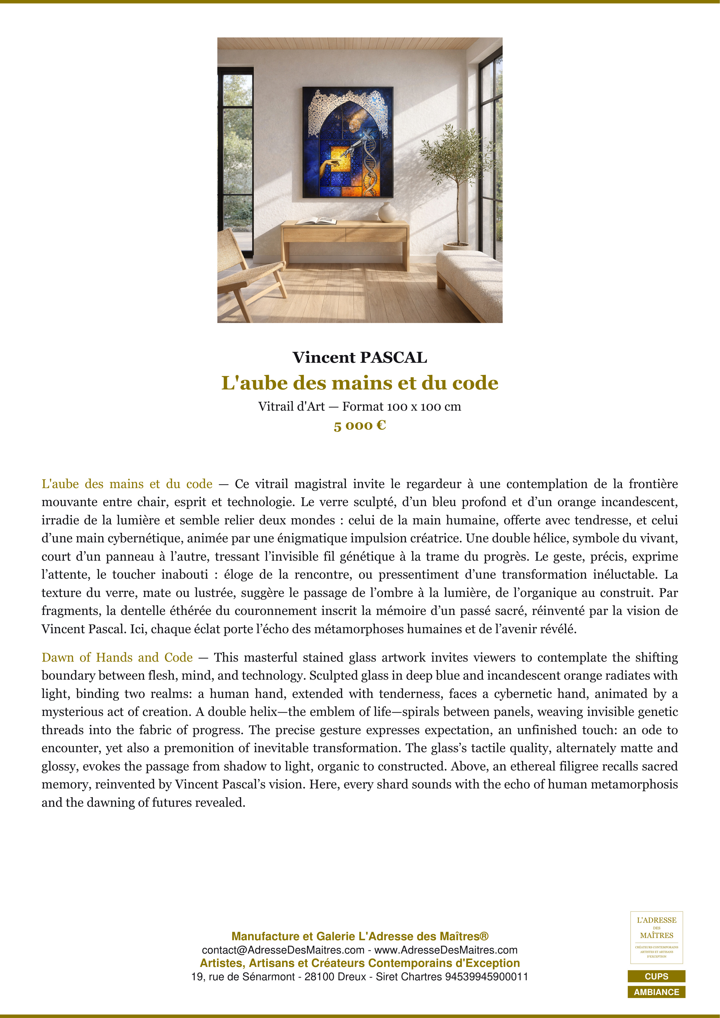 Fiche Premium Ambiance — L'aube des mains et du code — Vincent PASCAL — L'Adresse des Maîtres®