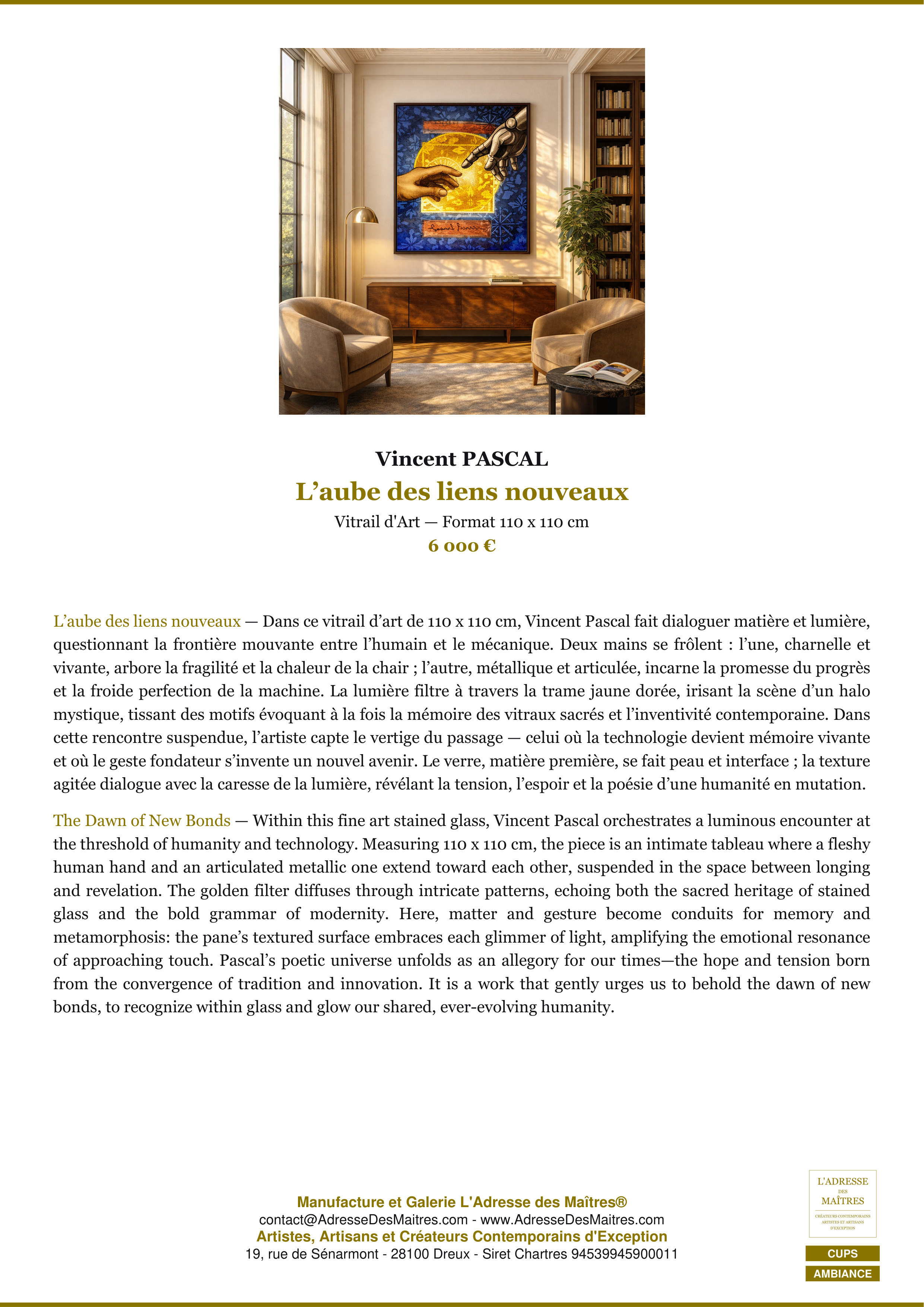 Fiche Premium Ambiance — L’aube des liens nouveaux — Vincent PASCAL — L'Adresse des Maîtres®