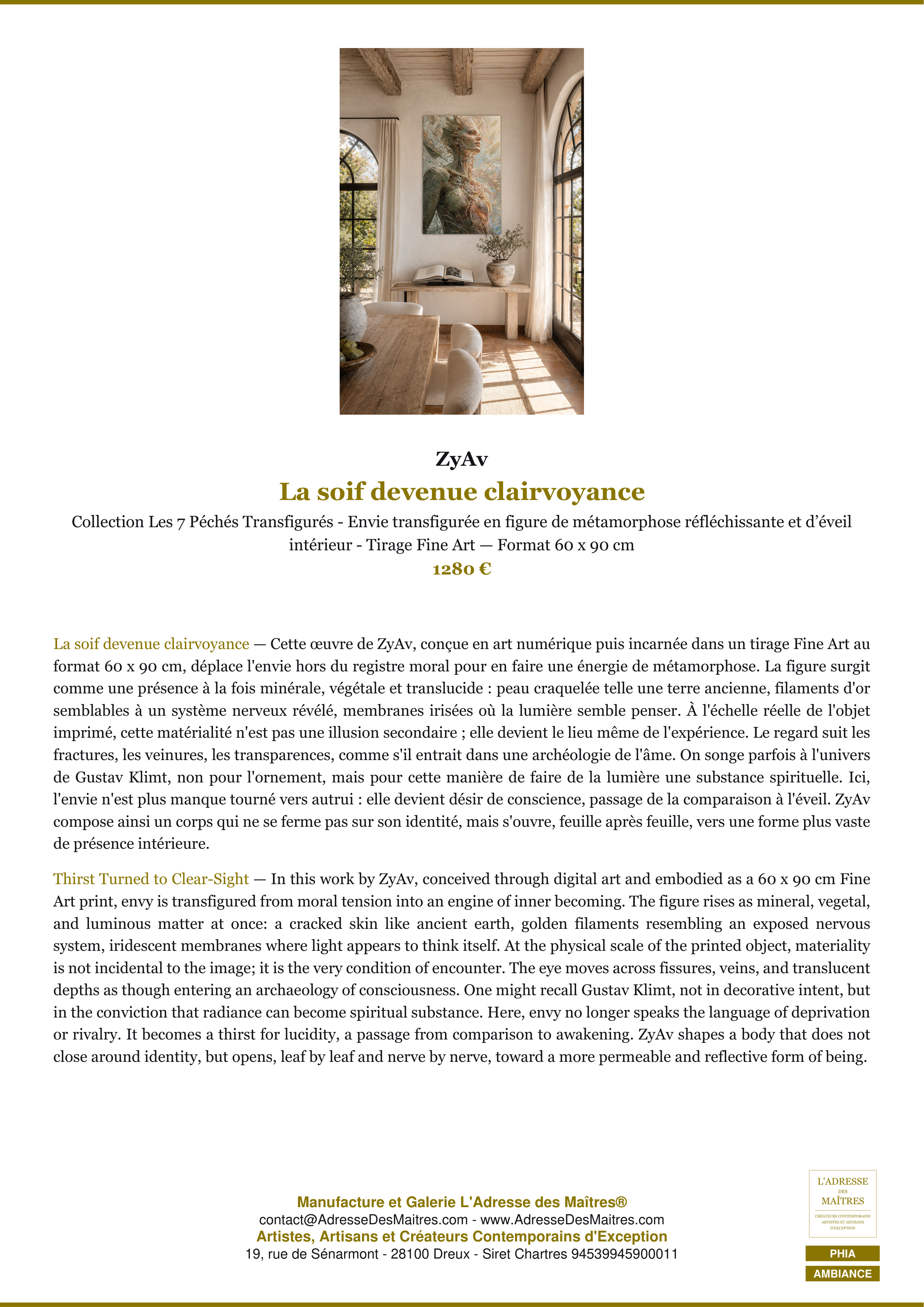Fiche Premium Ambiance — La soif devenue clairvoyance — ZyAv — L'Adresse des Maîtres®