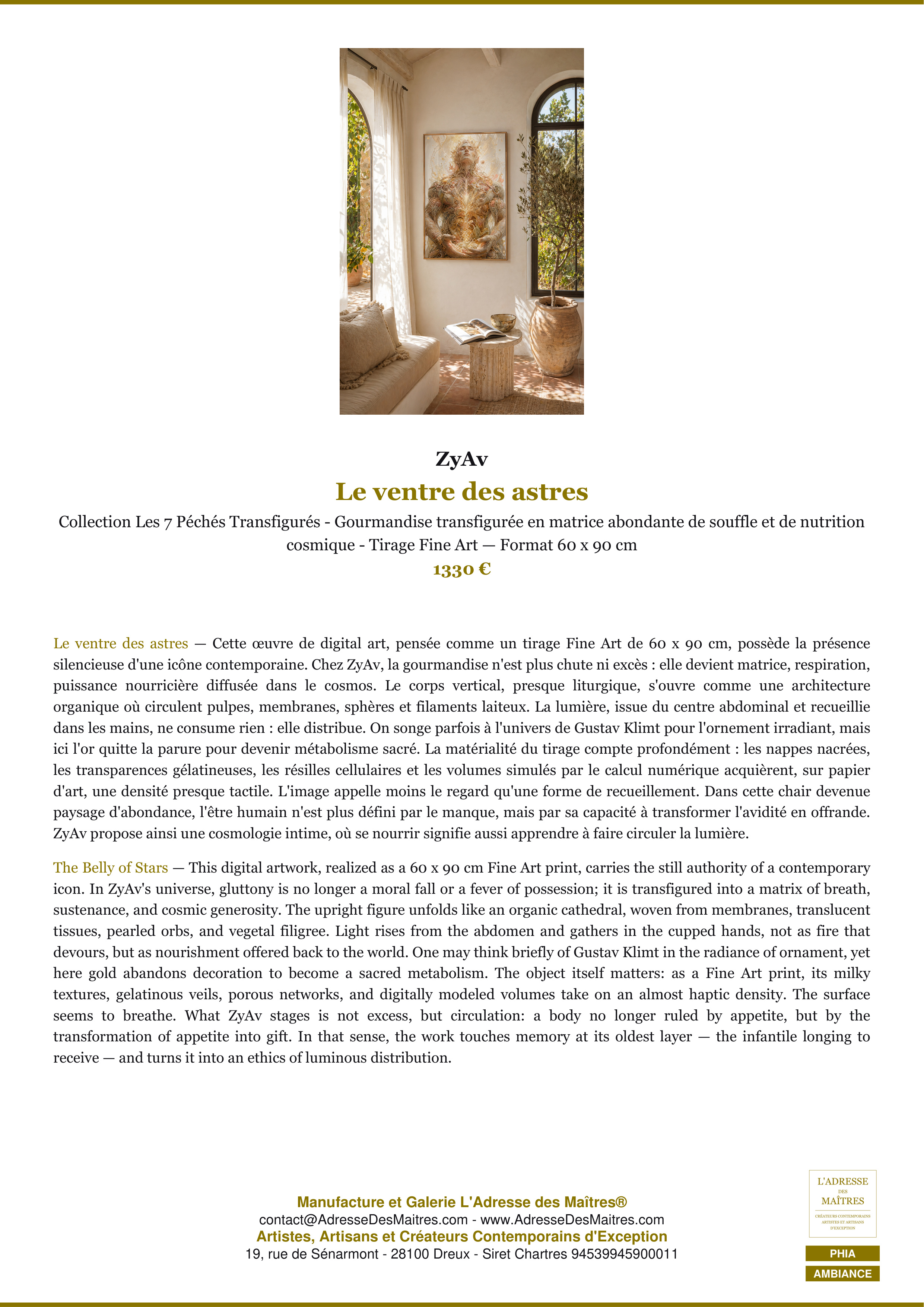 Fiche Premium Ambiance — Le ventre des astres — ZyAv — L'Adresse des Maîtres®