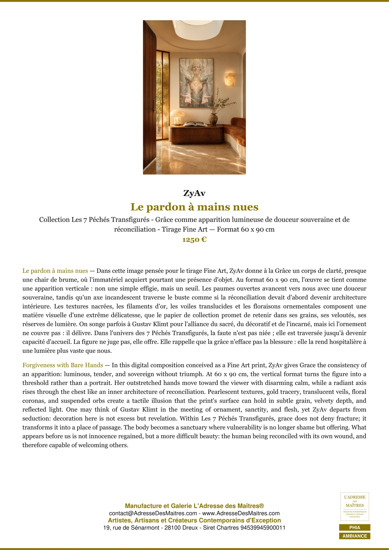 Fiche Premium Ambiance — Le pardon à mains nues — ZyAv — L'Adresse des Maîtres®