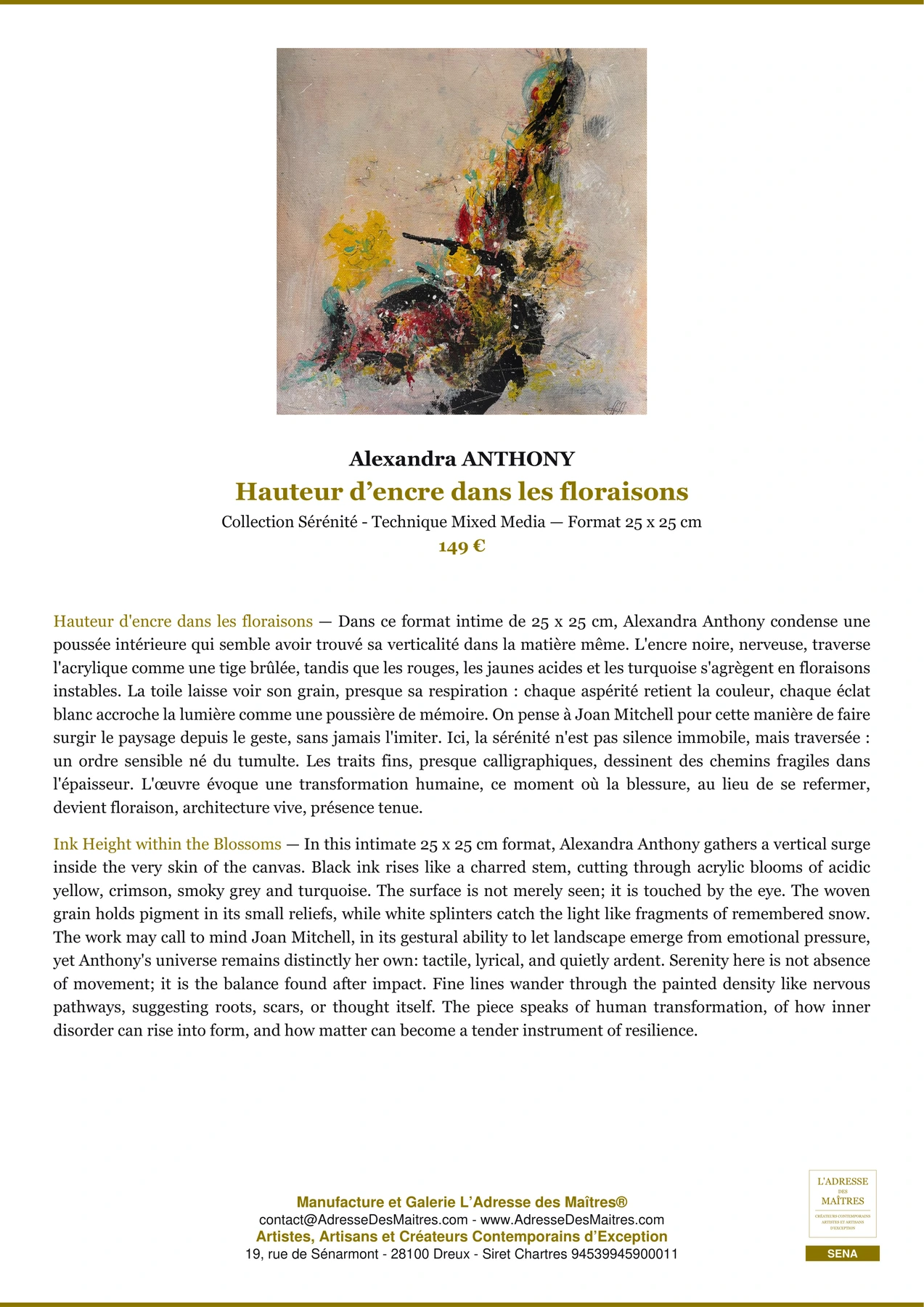 Fiche Premium - Hauteur d’encre dans les floraisons - Alexandra ANTHONY - L'Adresse des Maîtres®