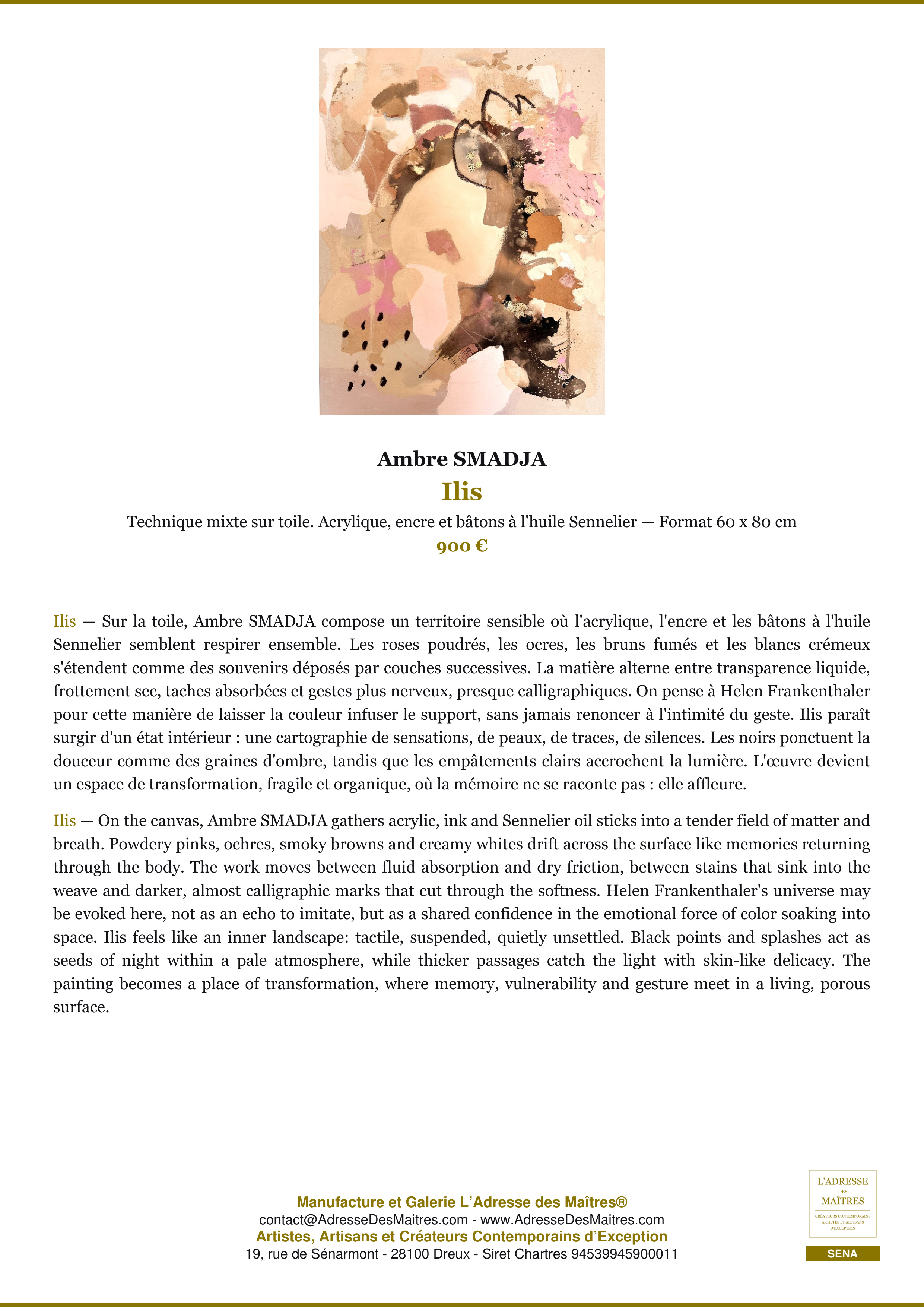 Fiche Premium — Ilis — Ambre SMADJA — L'Adresse des Maîtres®