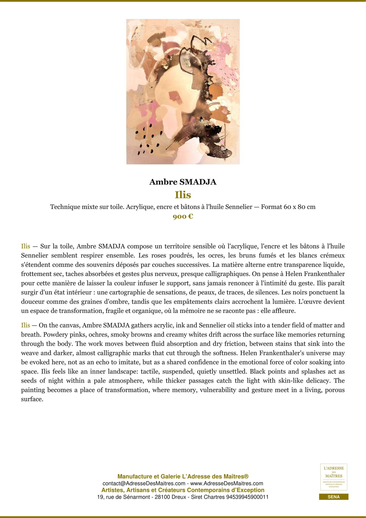 Fiche Premium - Ilis - Ambre SMADJA - L'Adresse des Maîtres®