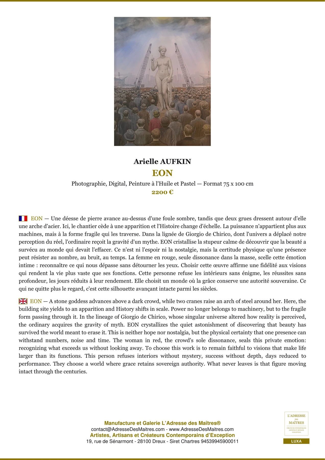 Fiche Premium - EON - Arielle AUFKIN - L'Adresse des Maîtres®