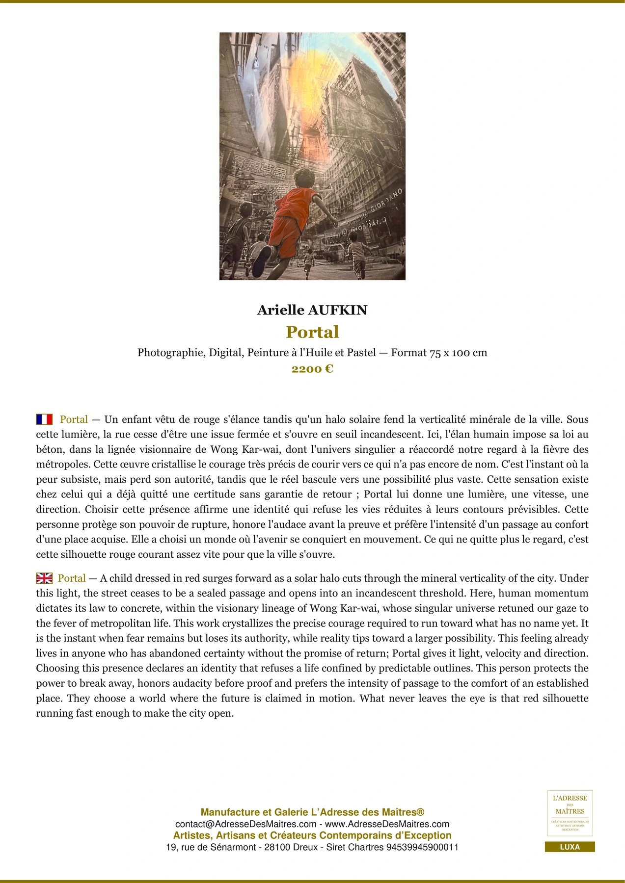 Fiche Premium - Portal - Arielle AUFKIN - L'Adresse des Maîtres®