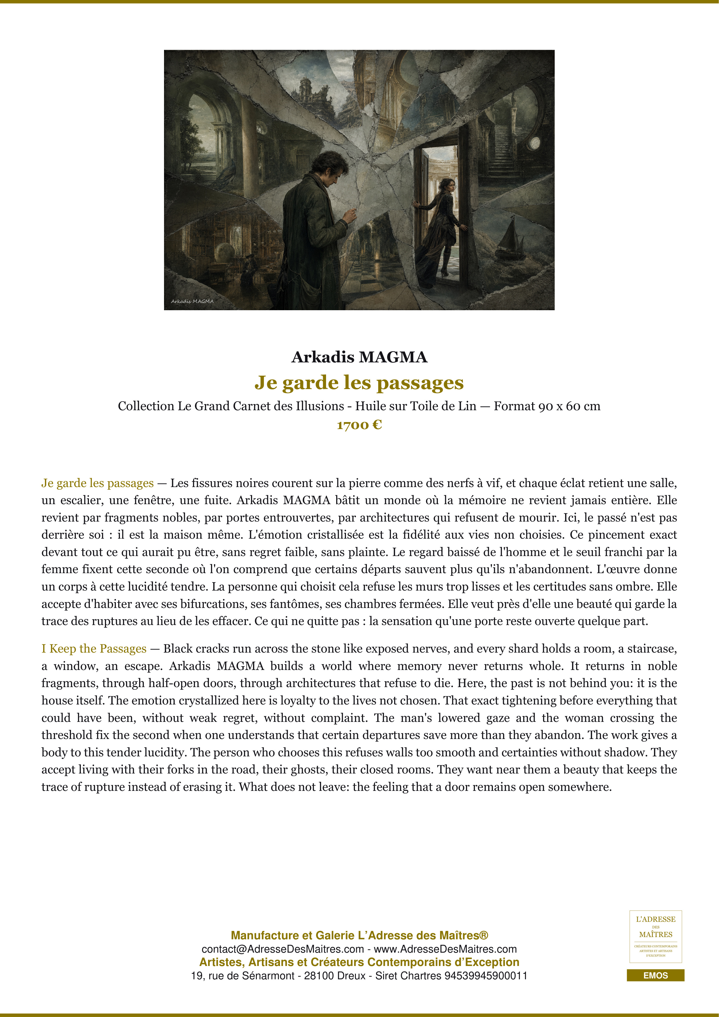 Fiche Premium — Je garde les passages — Arkadis MAGMA — L'Adresse des Maîtres®