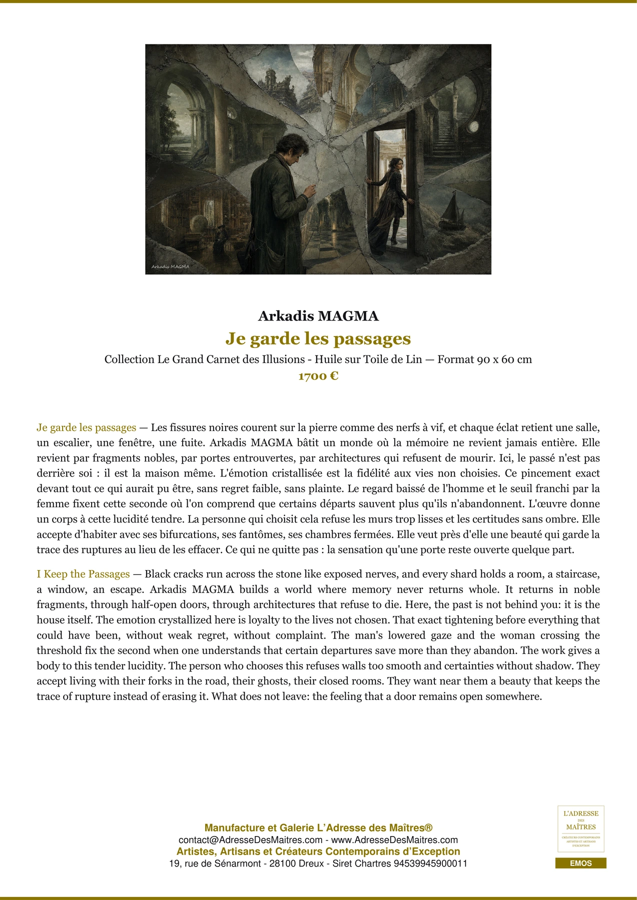 Fiche Premium - Je garde les passages - Arkadis MAGMA - L'Adresse des Maîtres®