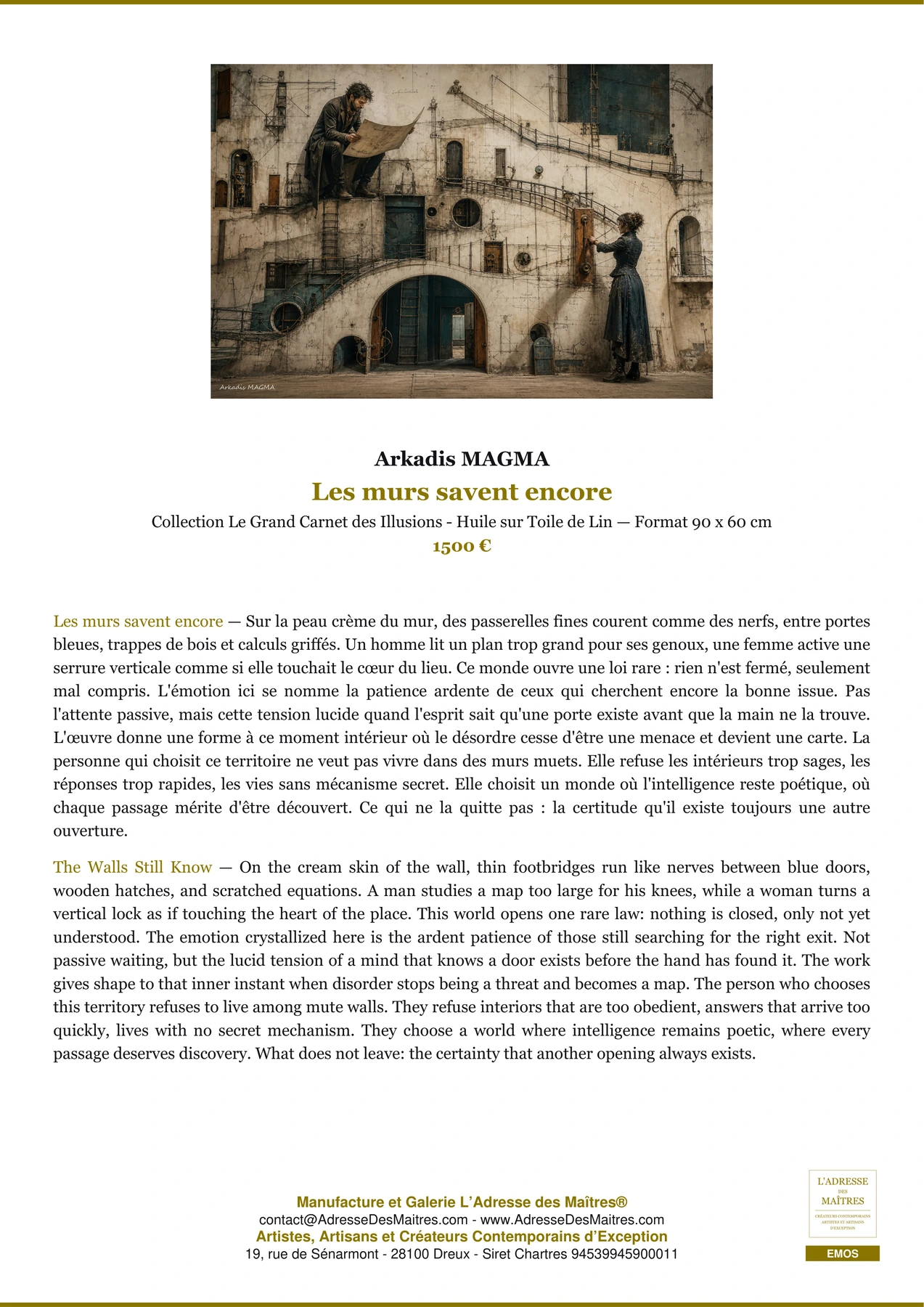 Fiche Premium - Les murs savent encore - Arkadis MAGMA - L'Adresse des Maîtres®