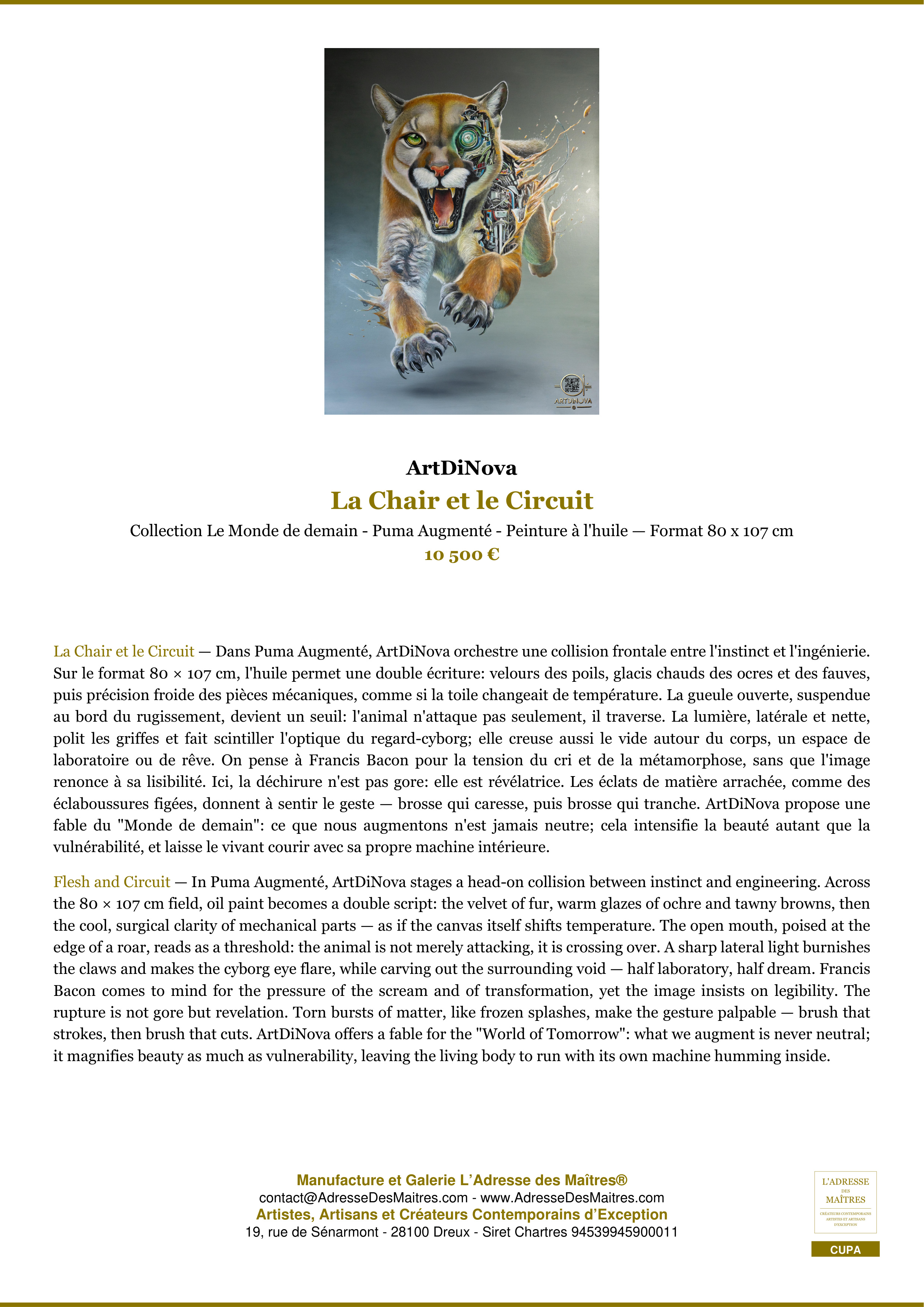 Fiche Premium — La Chair et le Circuit — ArtDiNova — L'Adresse des Maîtres®