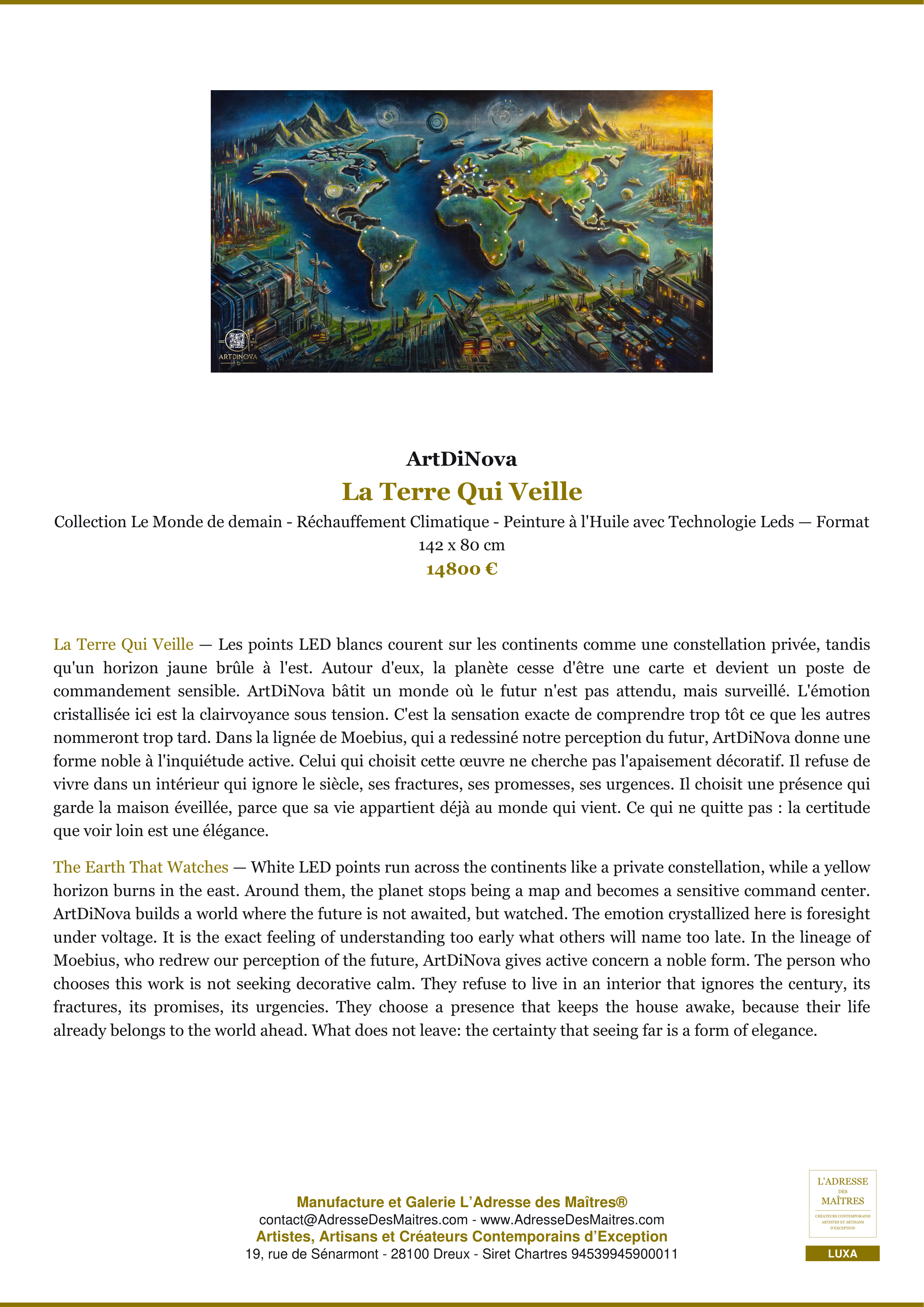 Fiche Premium — La Terre Qui Veille — ArtDiNova — L'Adresse des Maîtres®