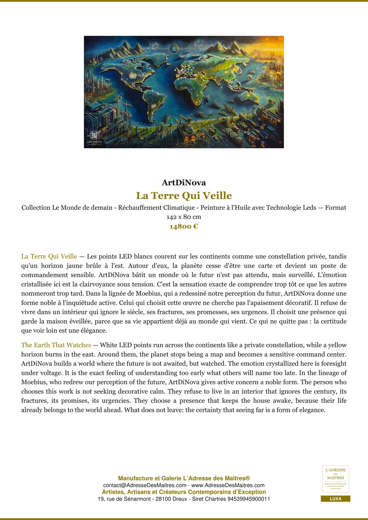 Fiche Premium - La Terre Qui Veille - ArtDiNova - L'Adresse des Maîtres®