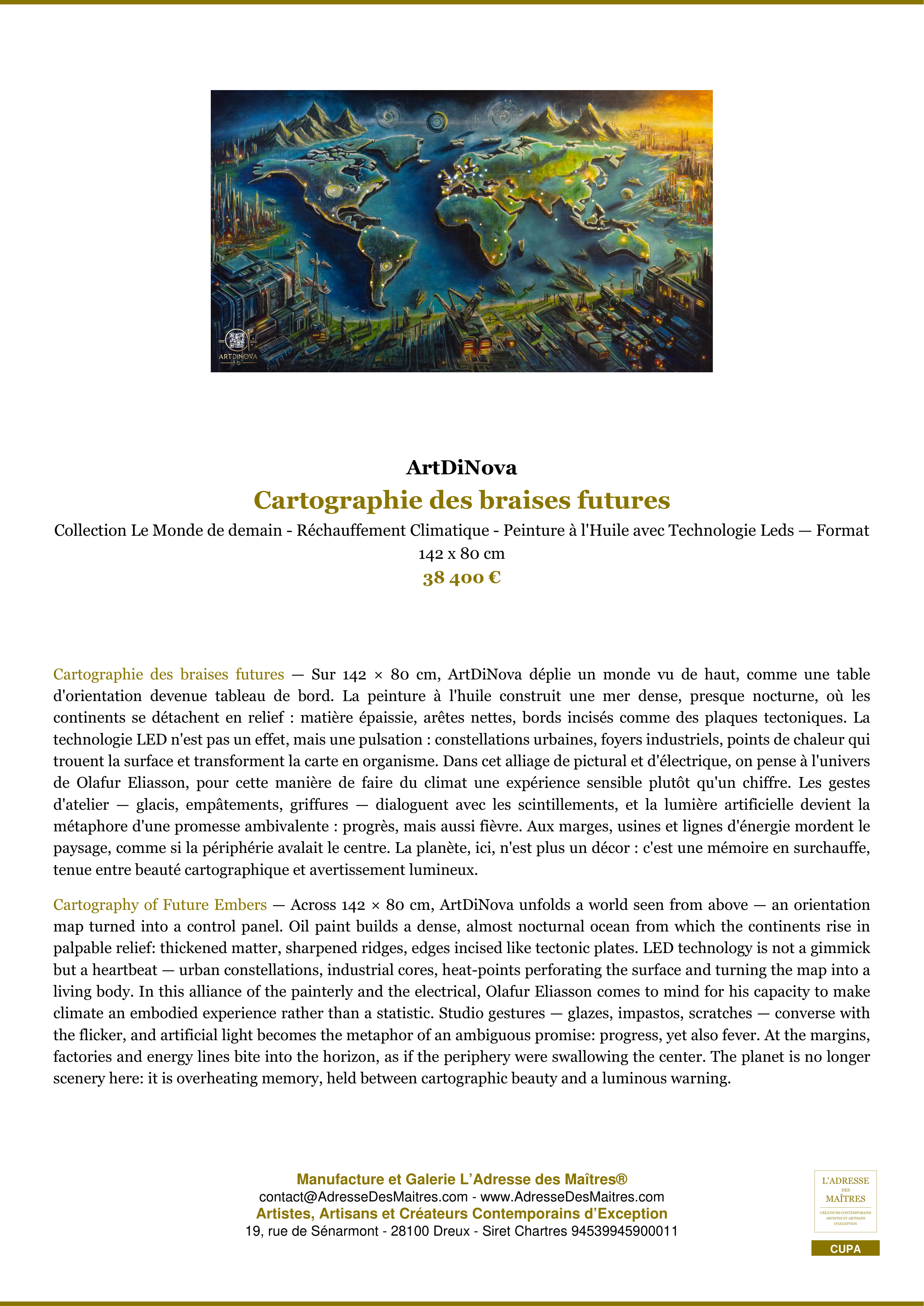 Fiche Premium — Cartographie des braises futures — ArtDiNova — L'Adresse des Maîtres®