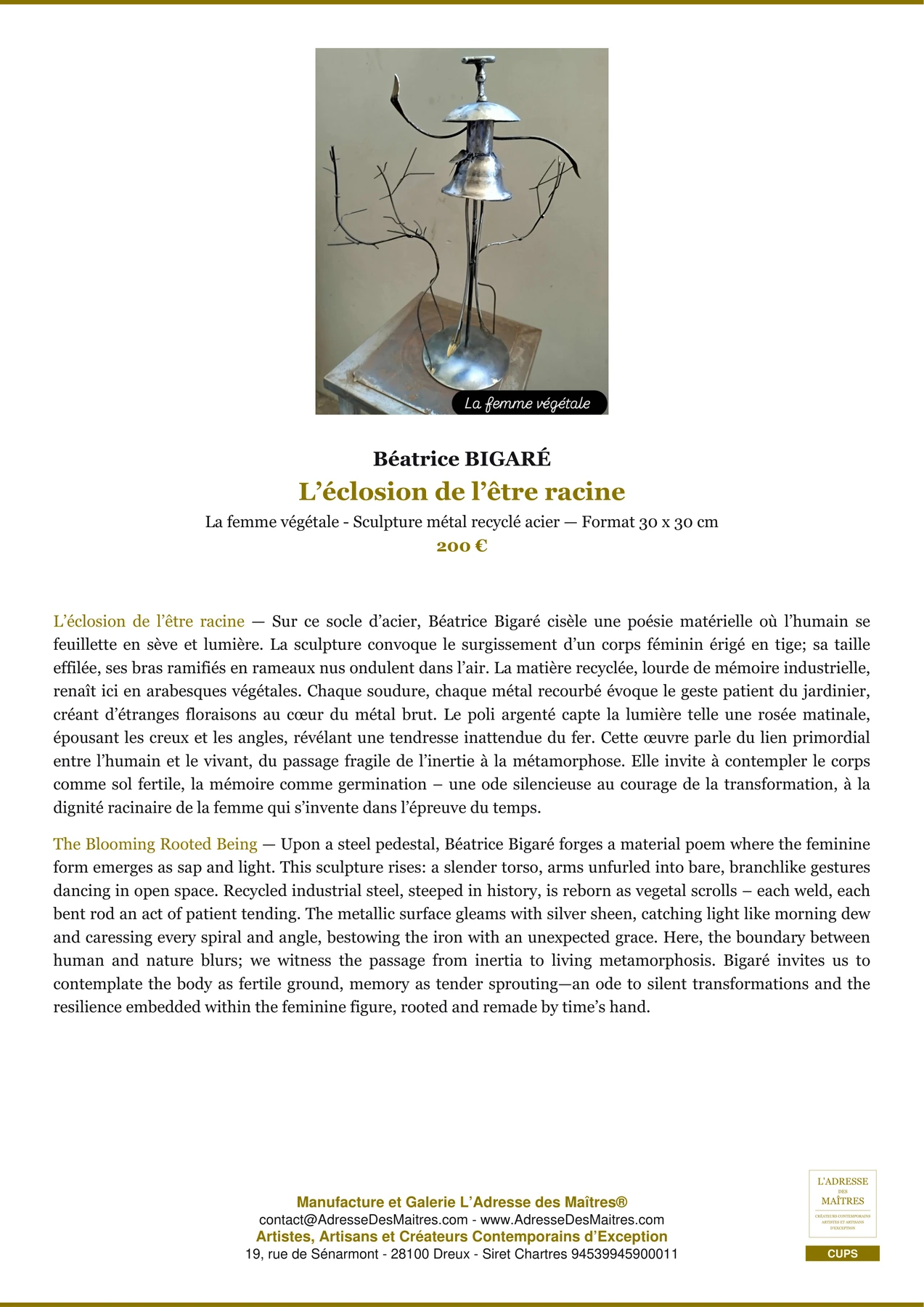 Fiche Premium - L’éclosion de l’être racine - Béatrice BIGARÉ - L'Adresse des Maîtres®