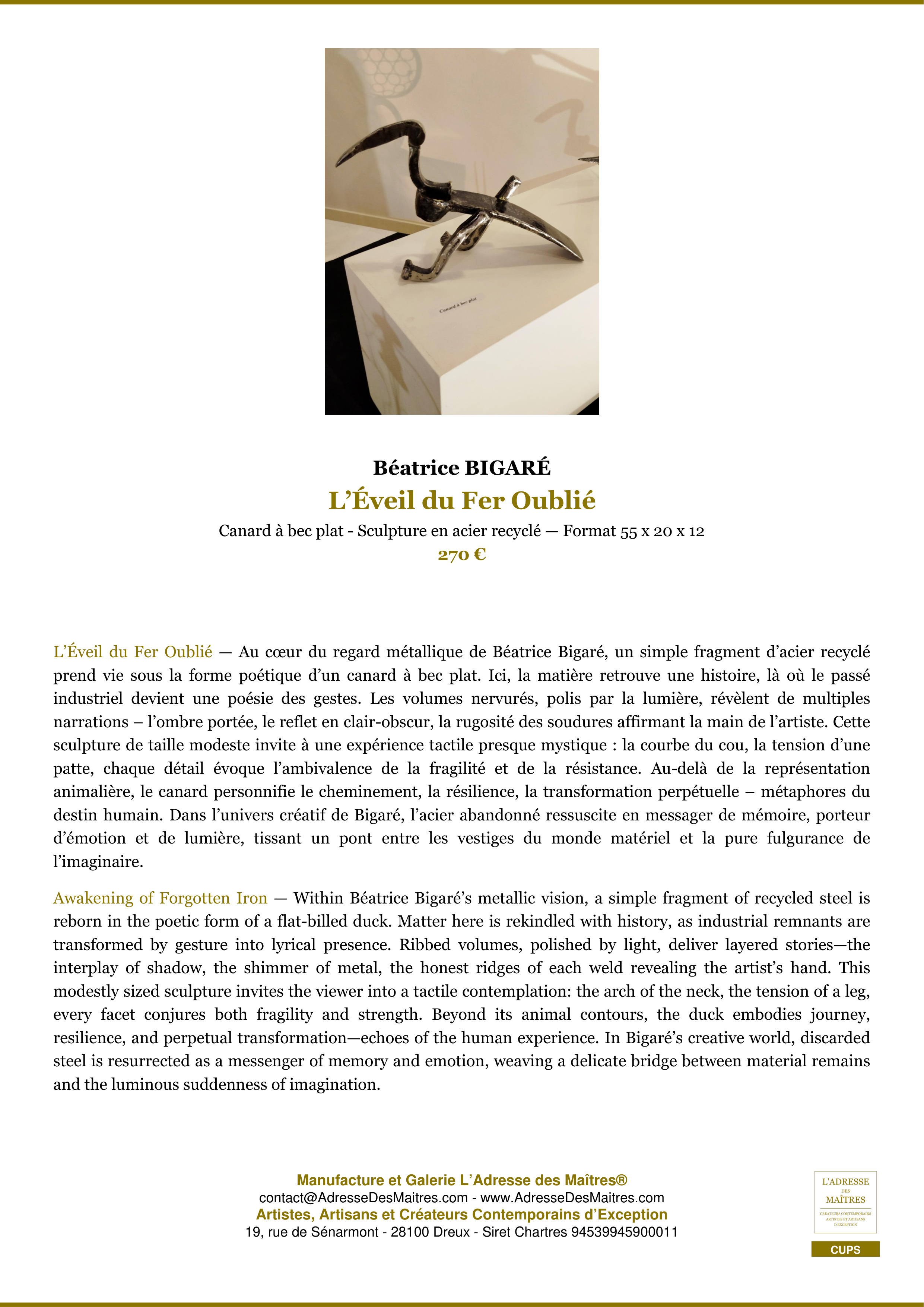 Fiche Premium — L’Éveil du Fer Oublié — Béatrice BIGARÉ — L'Adresse des Maîtres®