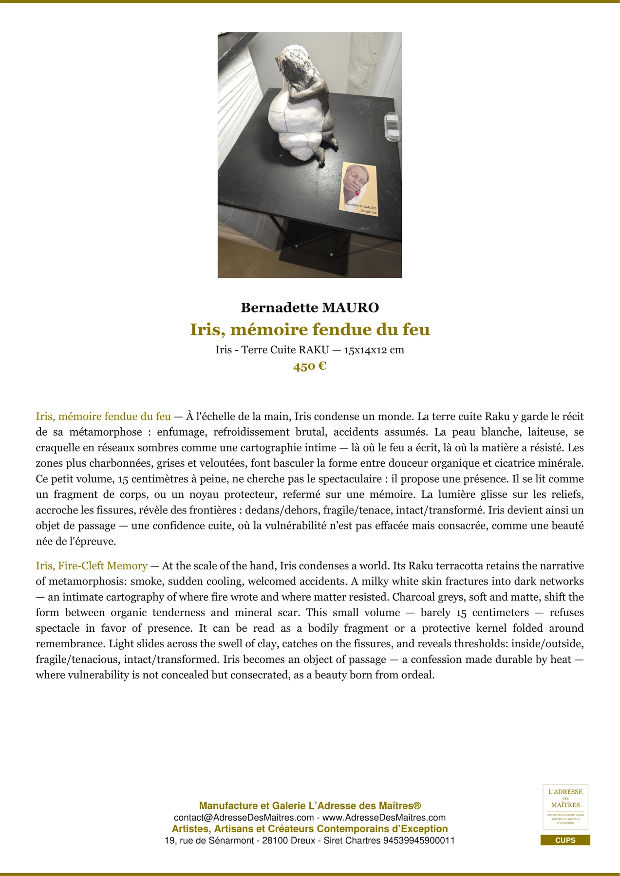 Iris, mémoire fendue du feu — Bernadette MAURO
