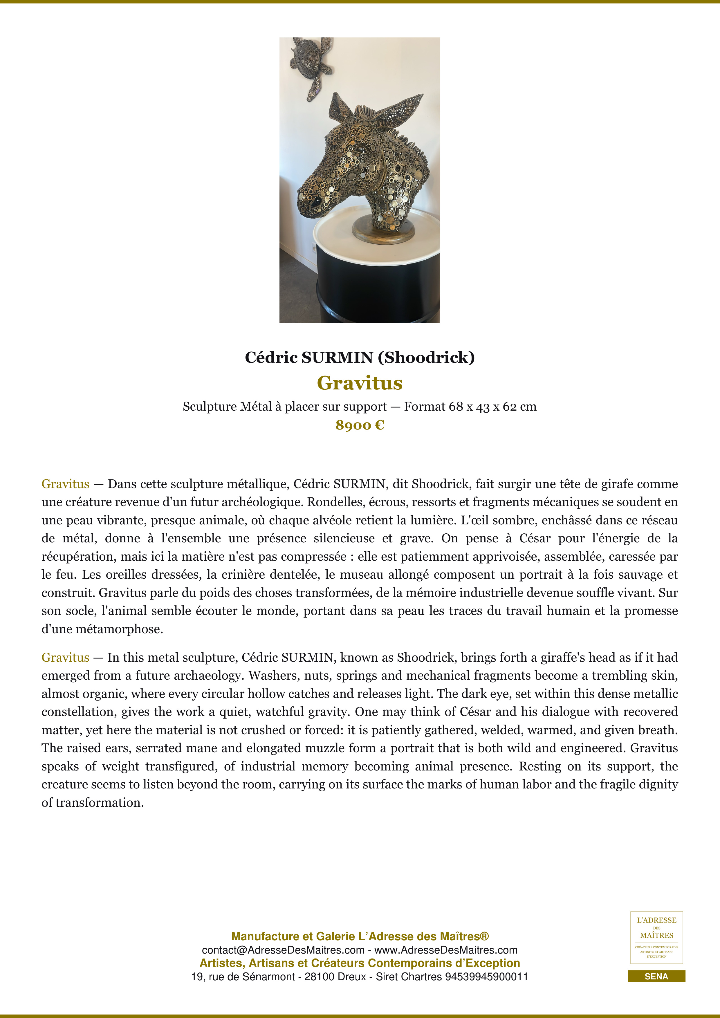 Fiche Premium — Gravitus — Cédric SURMIN (Shoodrick) — L'Adresse des Maîtres®
