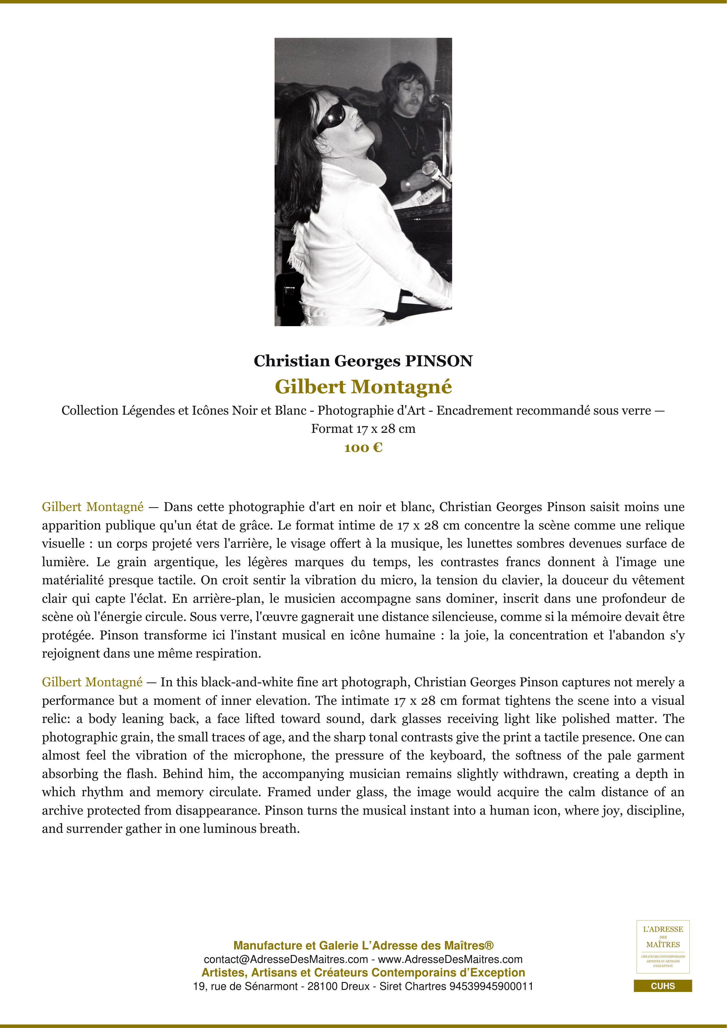 Fiche Premium — Gilbert Montagné — Christian Georges PINSON — L'Adresse des Maîtres®