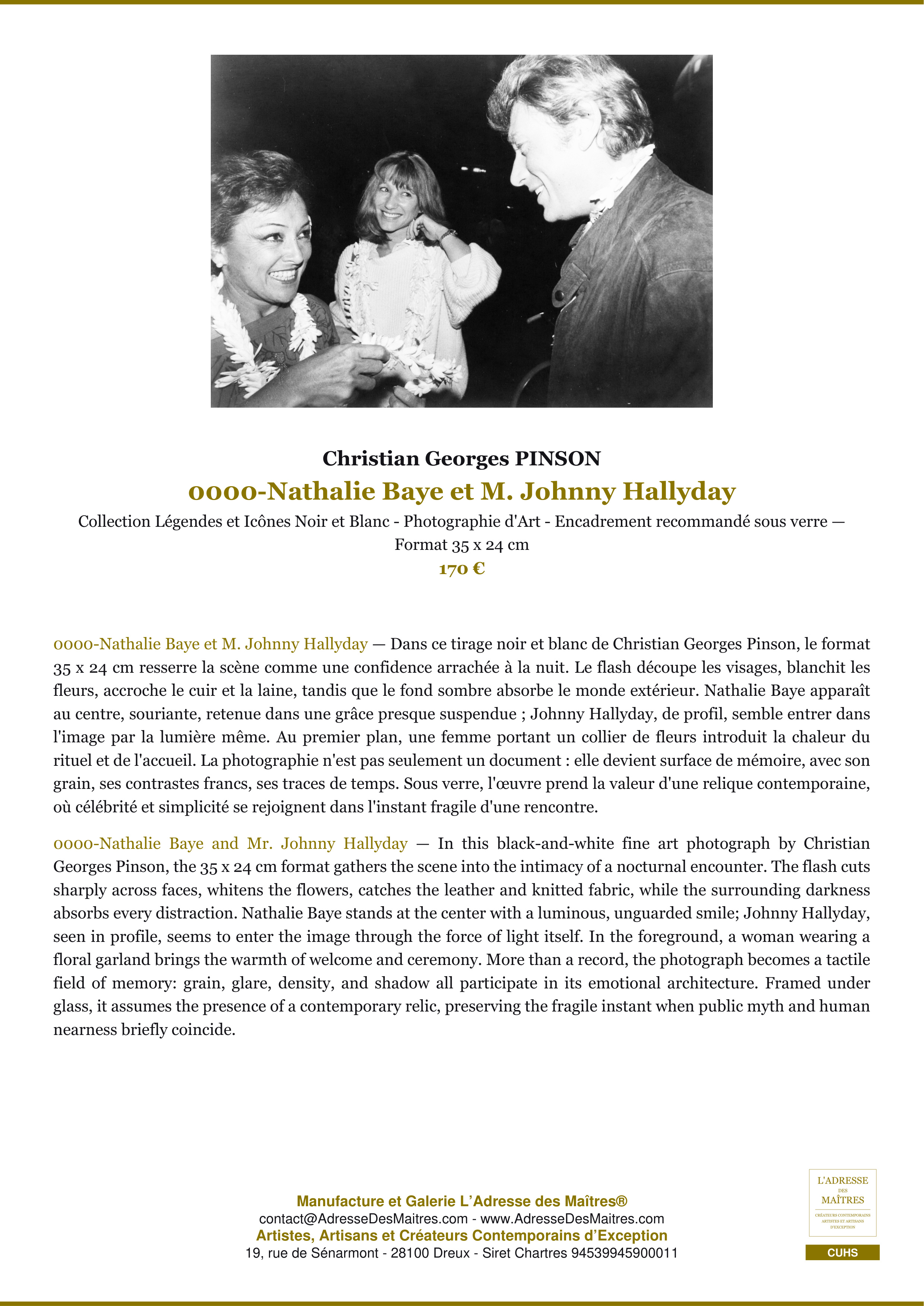 Fiche Premium — 0000-Nathalie Baye et M. Johnny Hallyday — Christian Georges PINSON — L'Adresse des Maîtres®