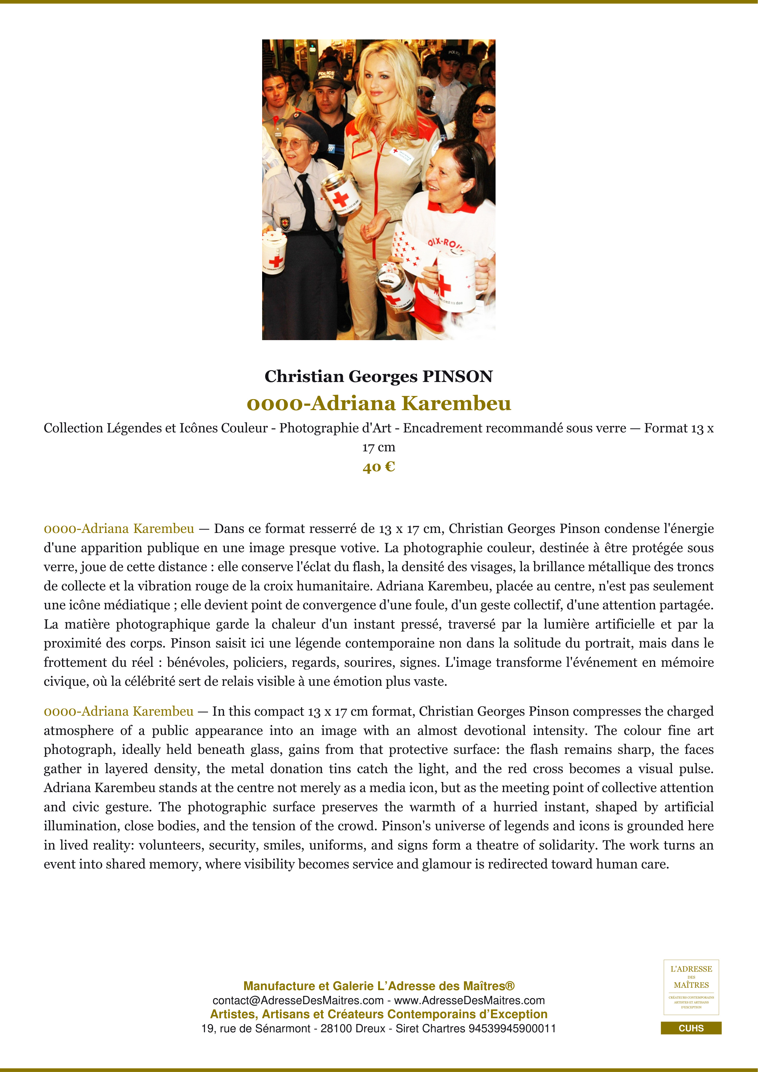 Fiche Premium — 0000-Adriana Karembeu — Christian Georges PINSON — L'Adresse des Maîtres®