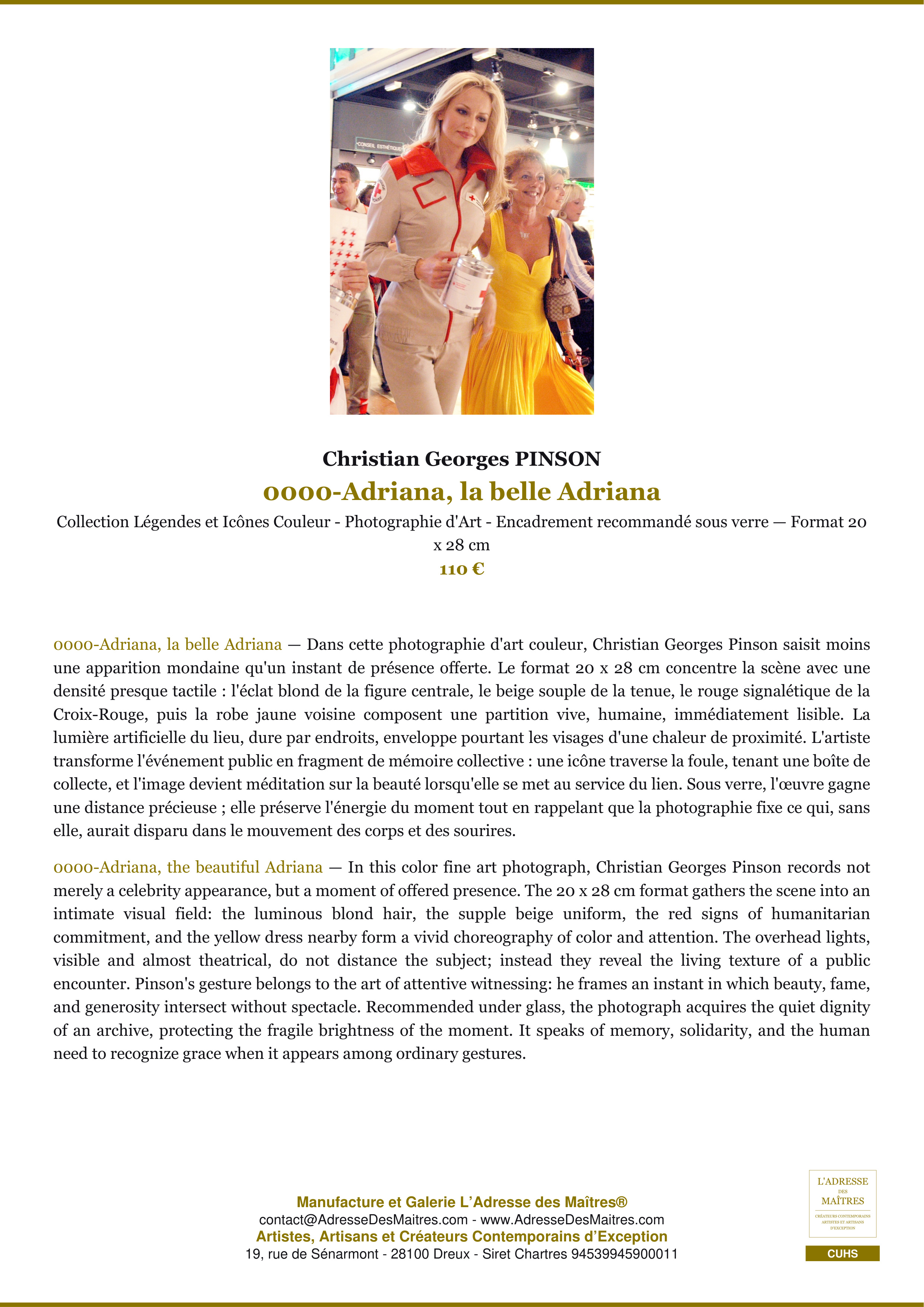 Fiche Premium — 0000-Adriana, la belle Adriana — Christian Georges PINSON — L'Adresse des Maîtres®