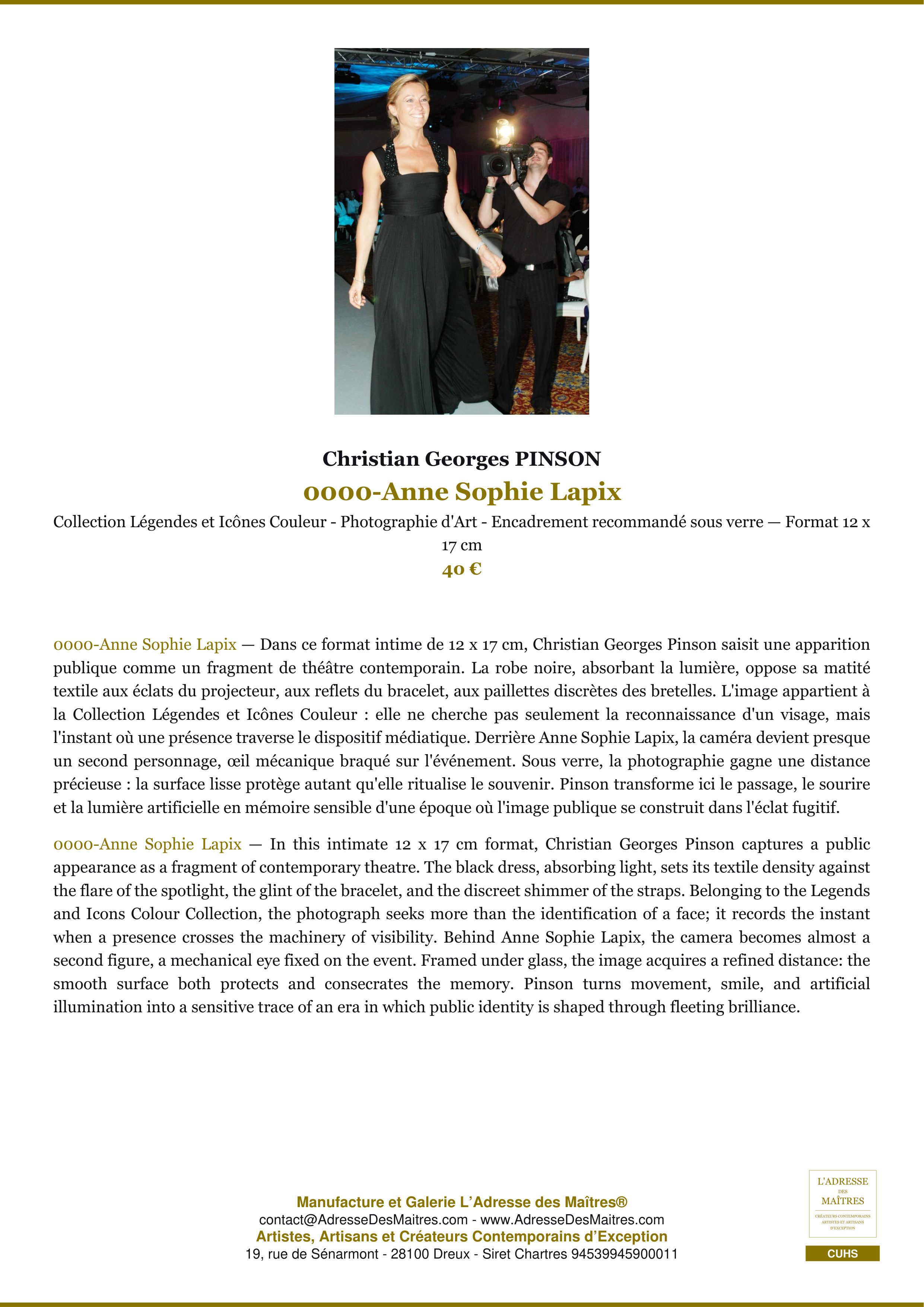 Fiche Premium — 0000-Anne Sophie Lapix — Christian Georges PINSON — L'Adresse des Maîtres®