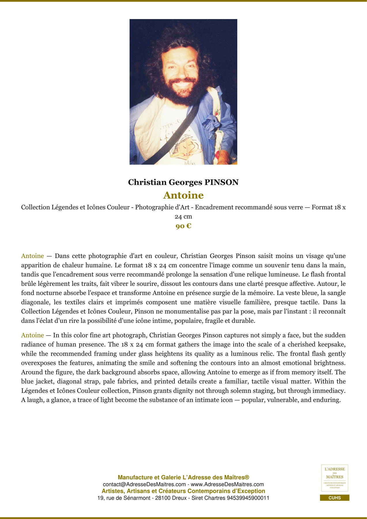 Fiche Premium - Antoine - Christian Georges PINSON - L'Adresse des Maîtres®