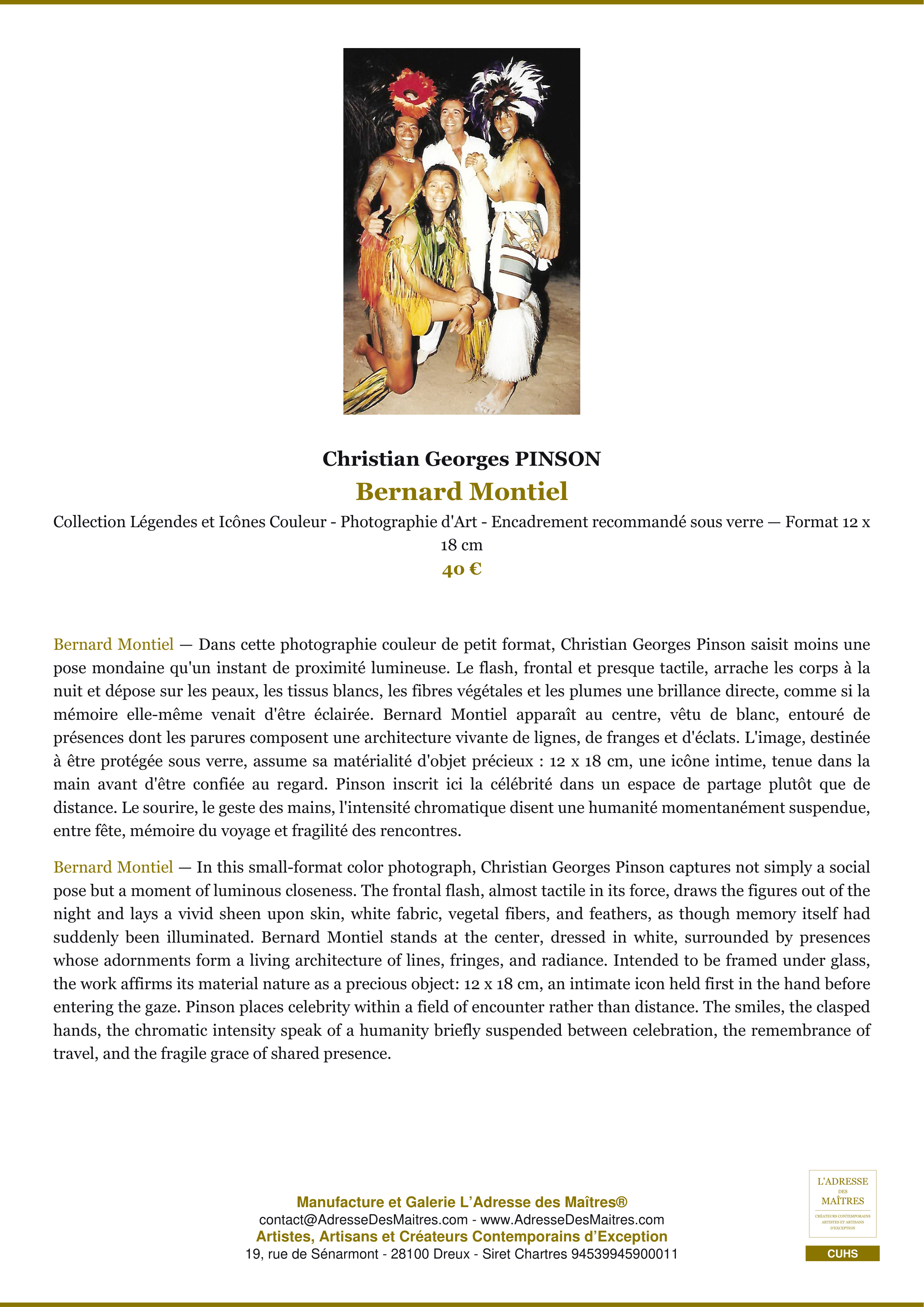 Fiche Premium — Bernard Montiel — Christian Georges PINSON — L'Adresse des Maîtres®