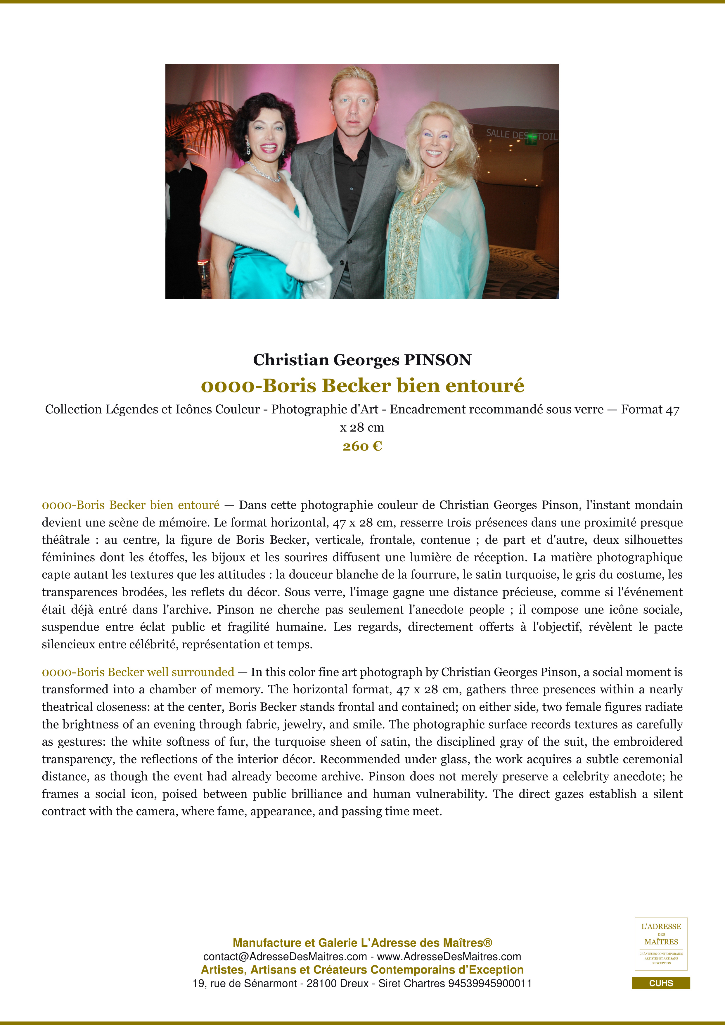 Fiche Premium — 0000-Boris Becker bien entouré — Christian Georges PINSON — L'Adresse des Maîtres®