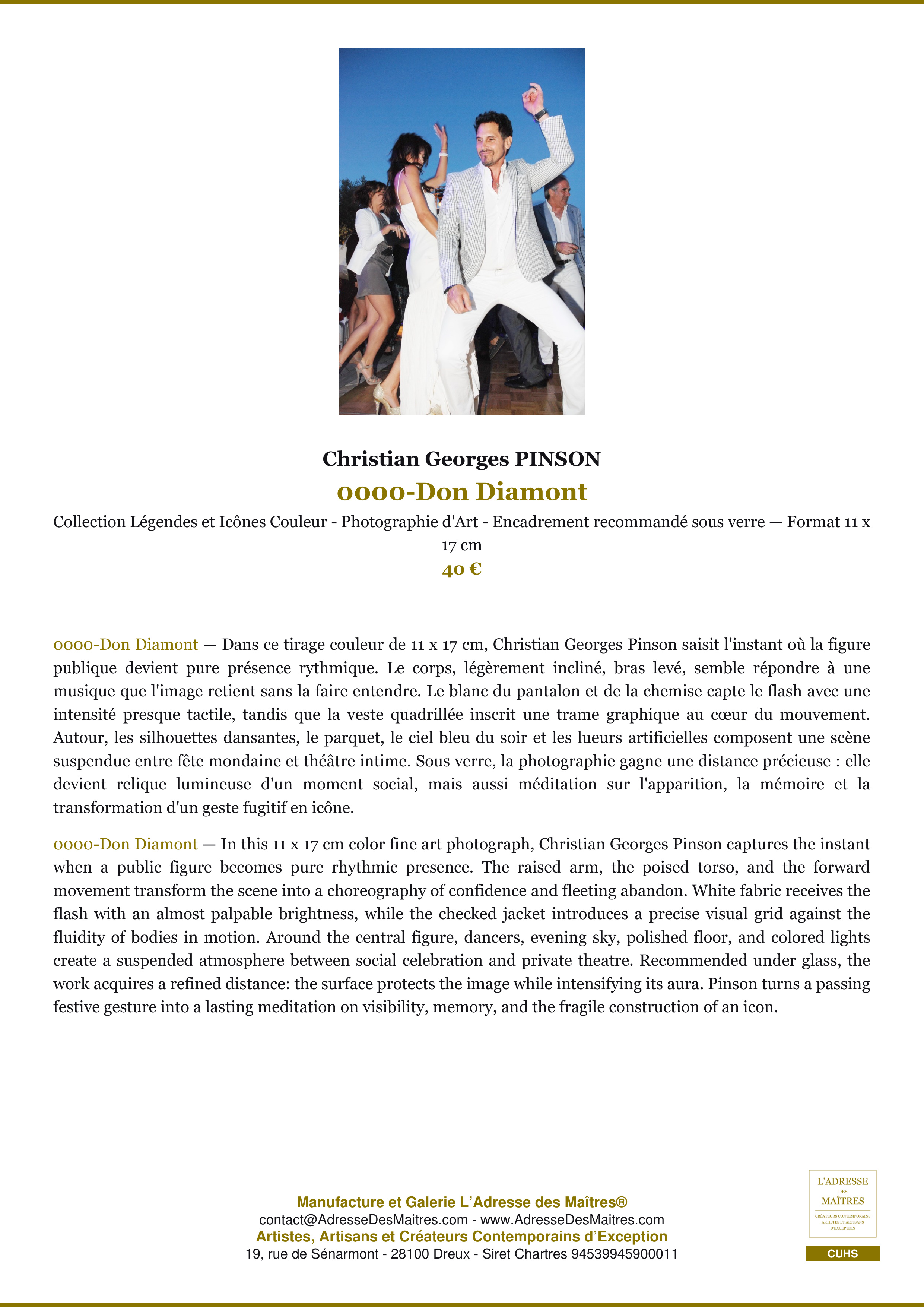 Fiche Premium — 0000-Don Diamont — Christian Georges PINSON — L'Adresse des Maîtres®