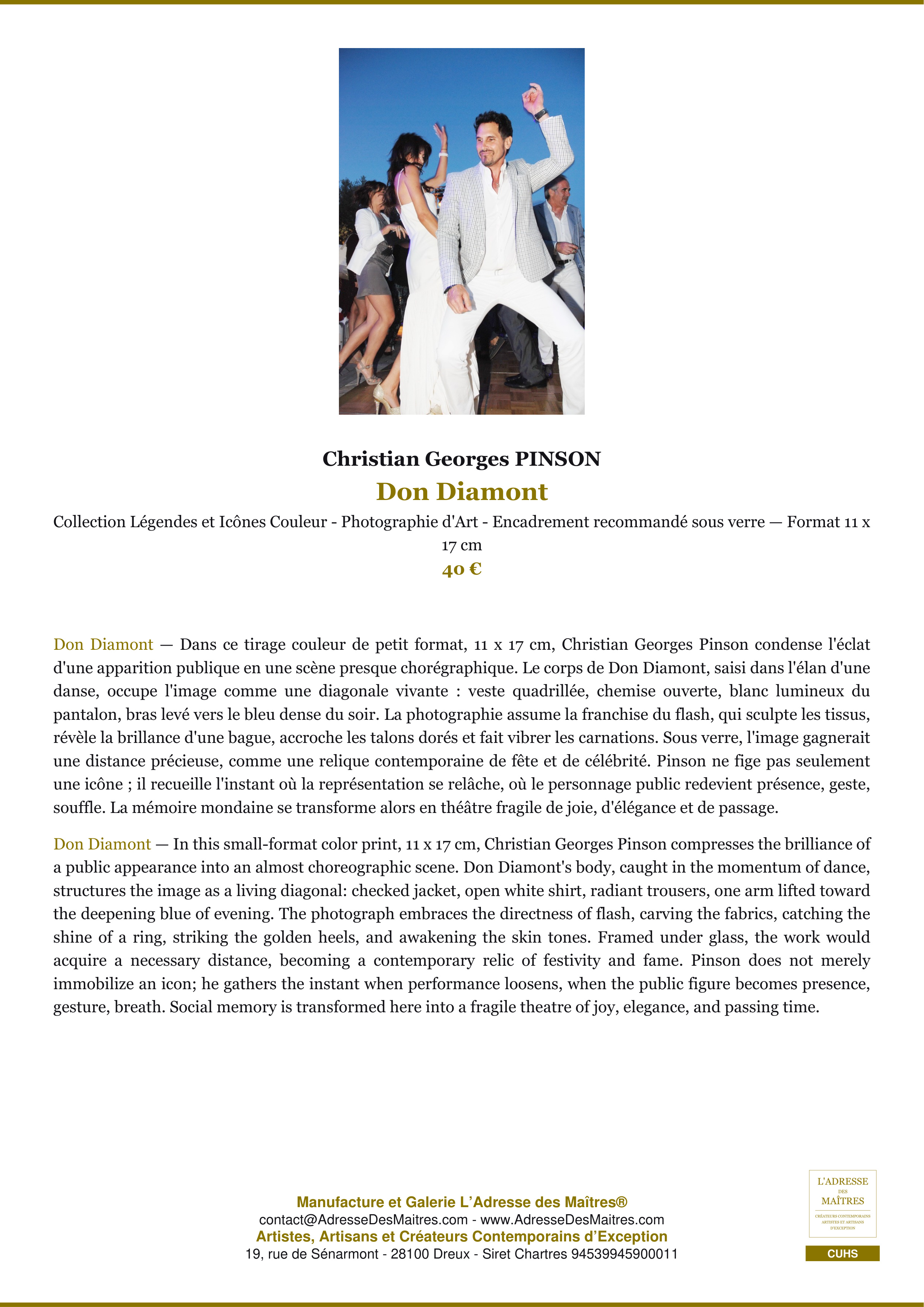 Fiche Premium — Don Diamont — Christian Georges PINSON — L'Adresse des Maîtres®