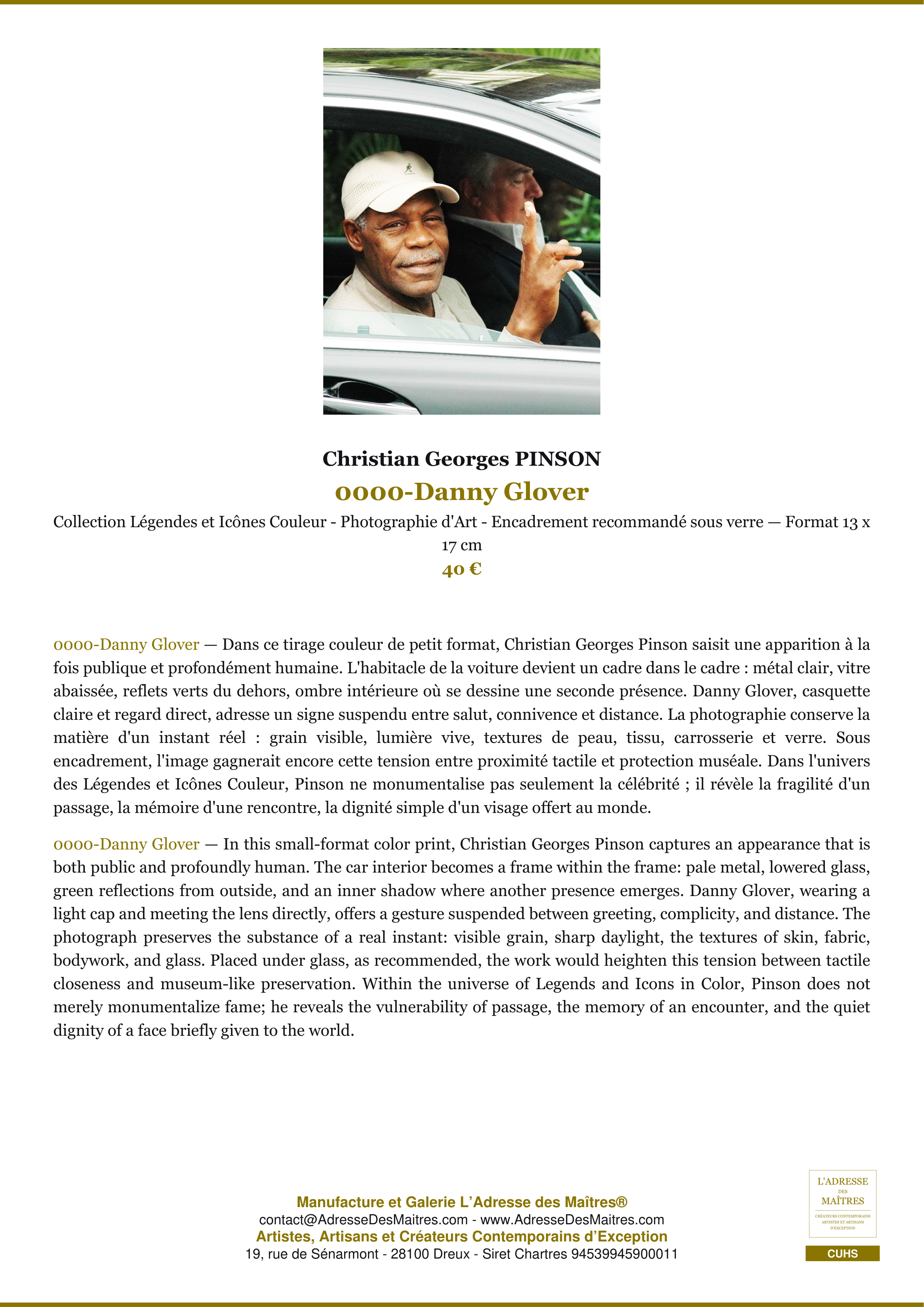 Fiche Premium — 0000-Danny Glover — Christian Georges PINSON — L'Adresse des Maîtres®