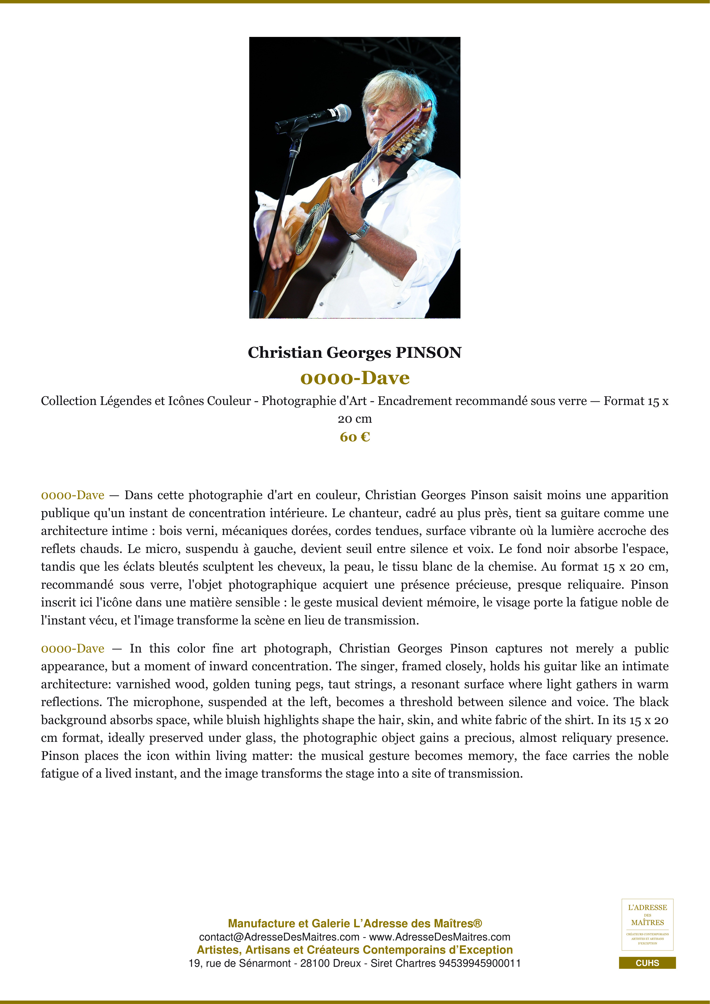 Fiche Premium — 0000-Dave — Christian Georges PINSON — L'Adresse des Maîtres®