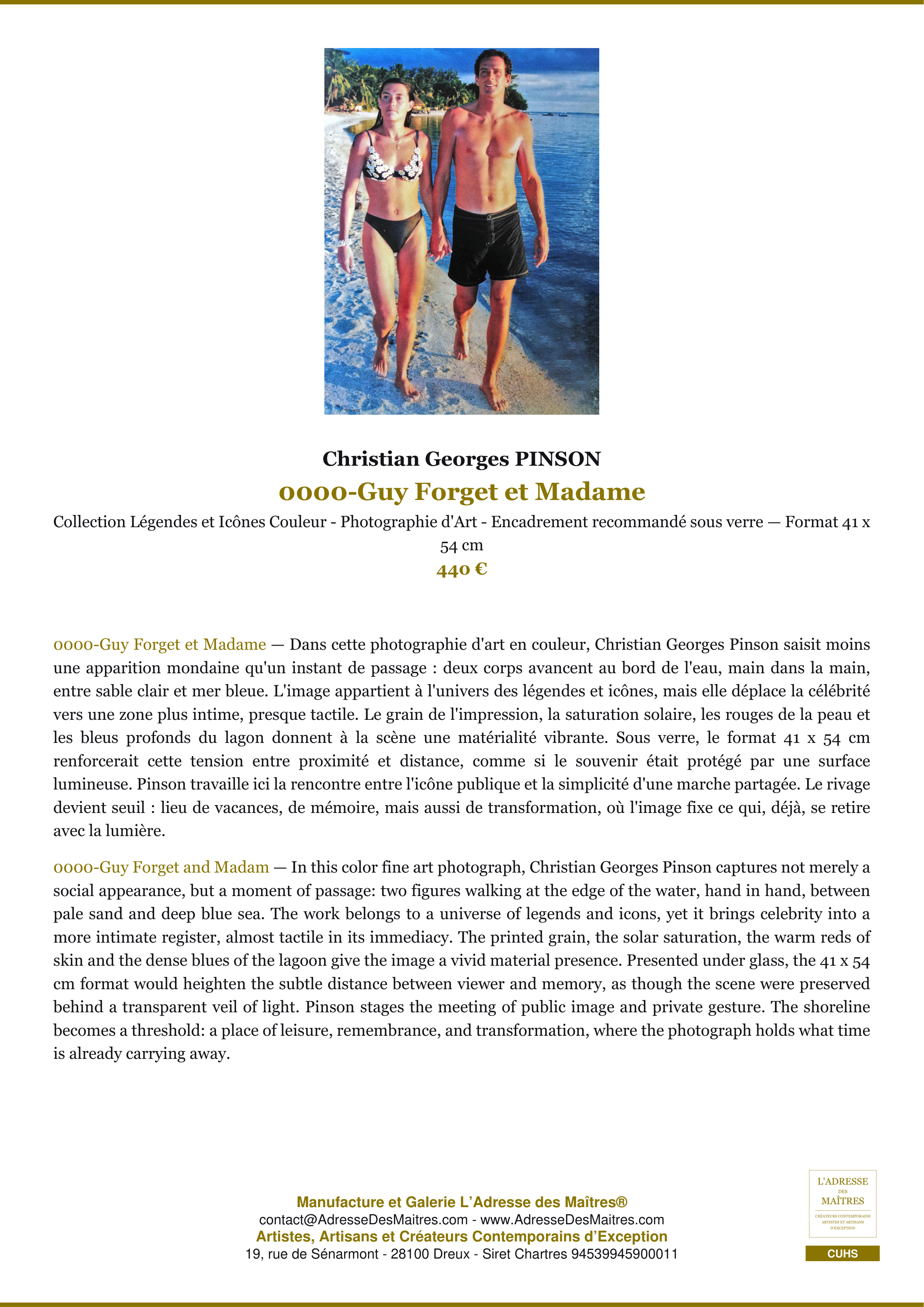 Fiche Premium — 0000-Guy Forget et Madame — Christian Georges PINSON — L'Adresse des Maîtres®