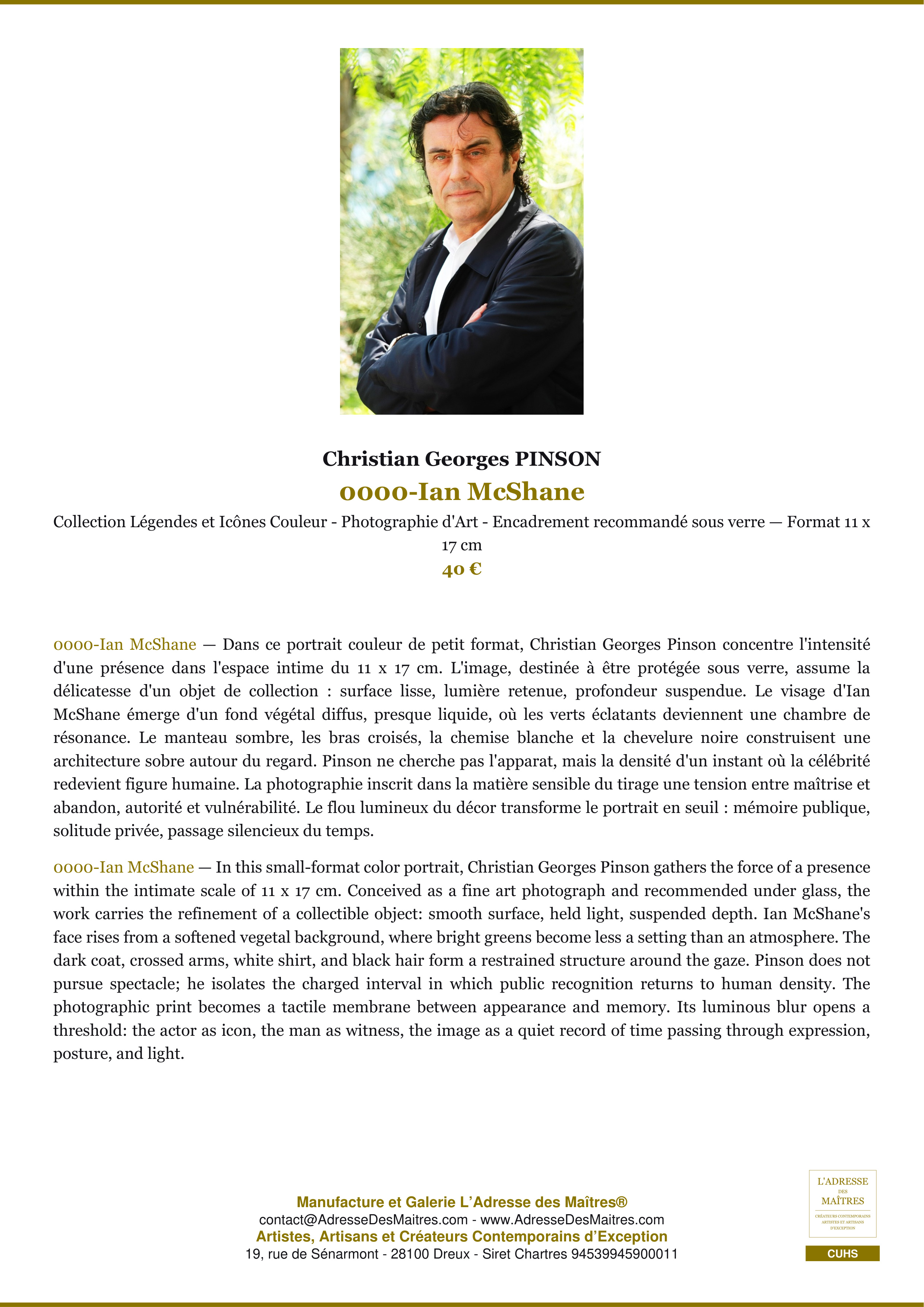 Fiche Premium — 0000-Ian McShane — Christian Georges PINSON — L'Adresse des Maîtres®