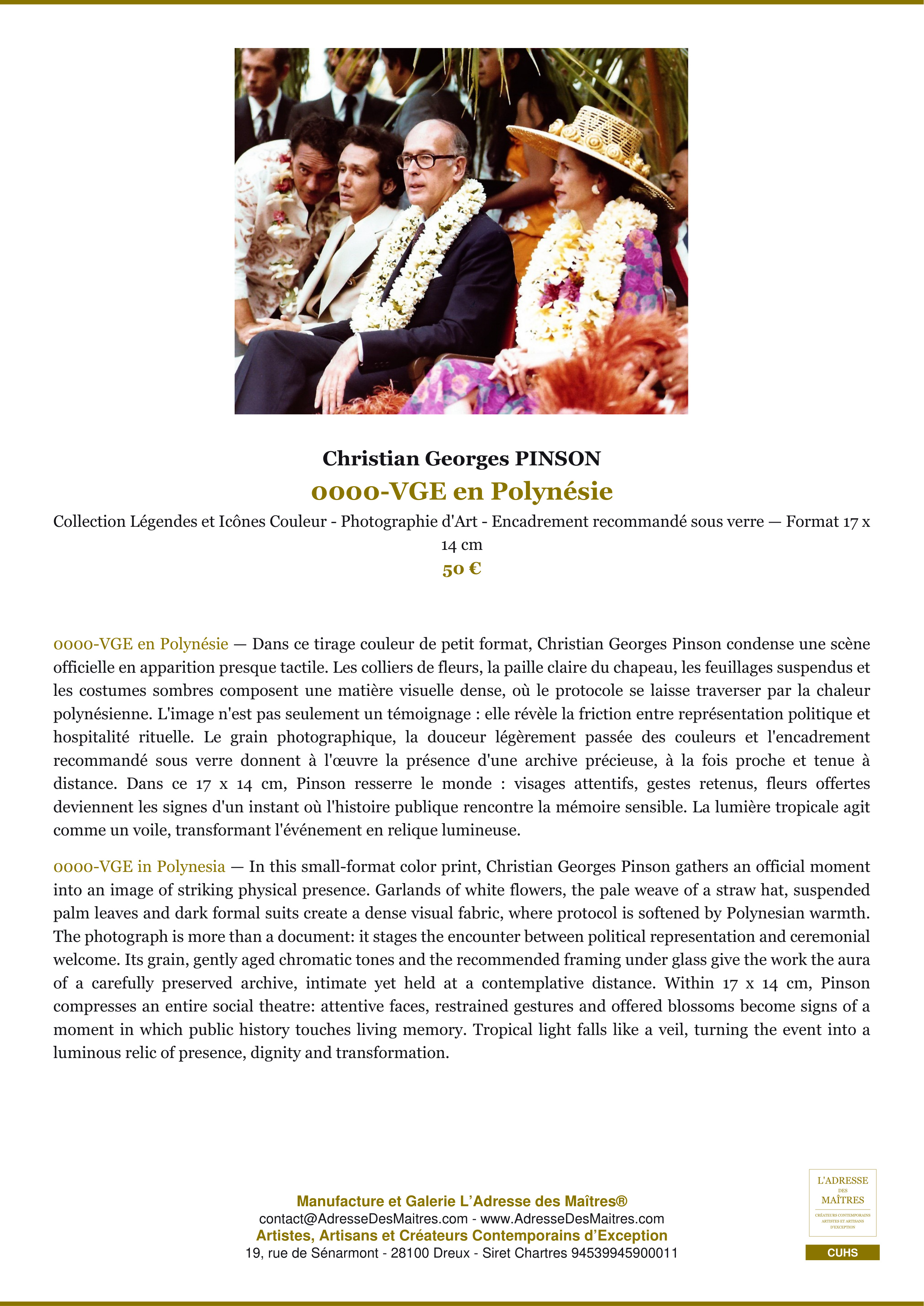 Fiche Premium — 0000-VGE en Polynésie — Christian Georges PINSON — L'Adresse des Maîtres®